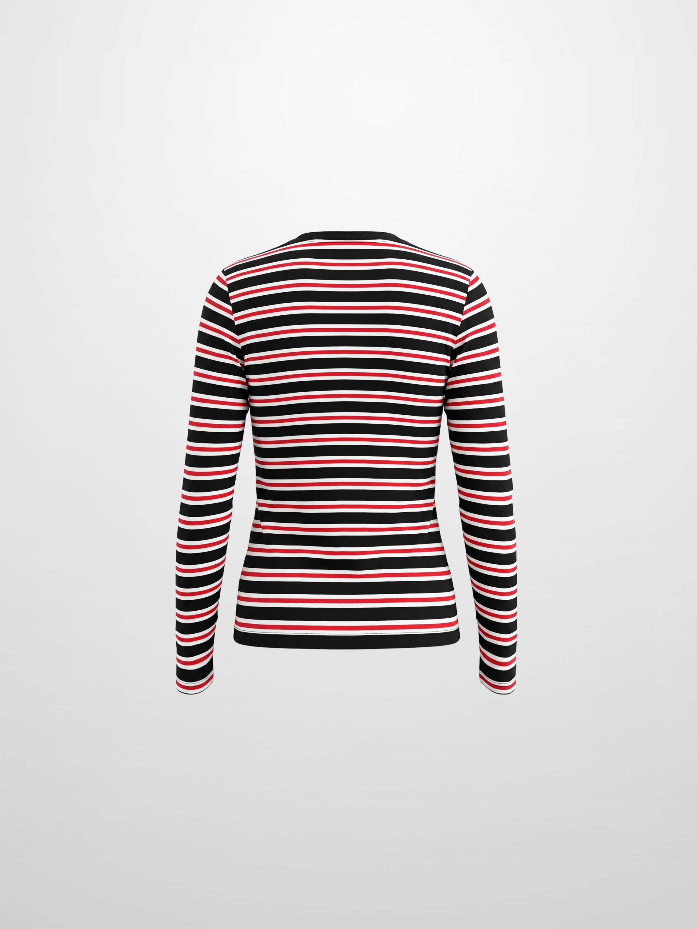 Embroidered Crown Striped Tee-Black/White/Red