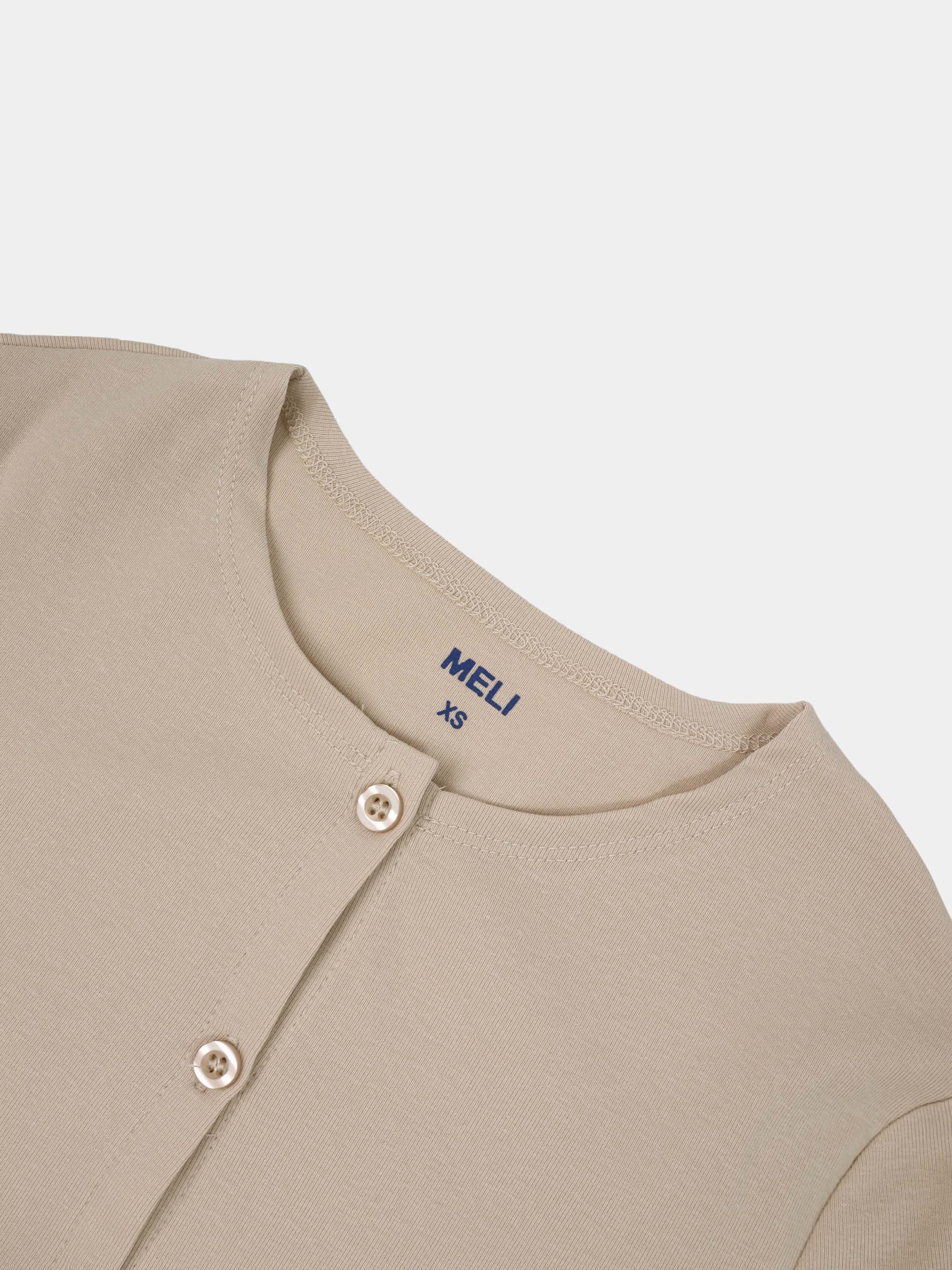 Crop T-Shirt Cardigan-Tan
