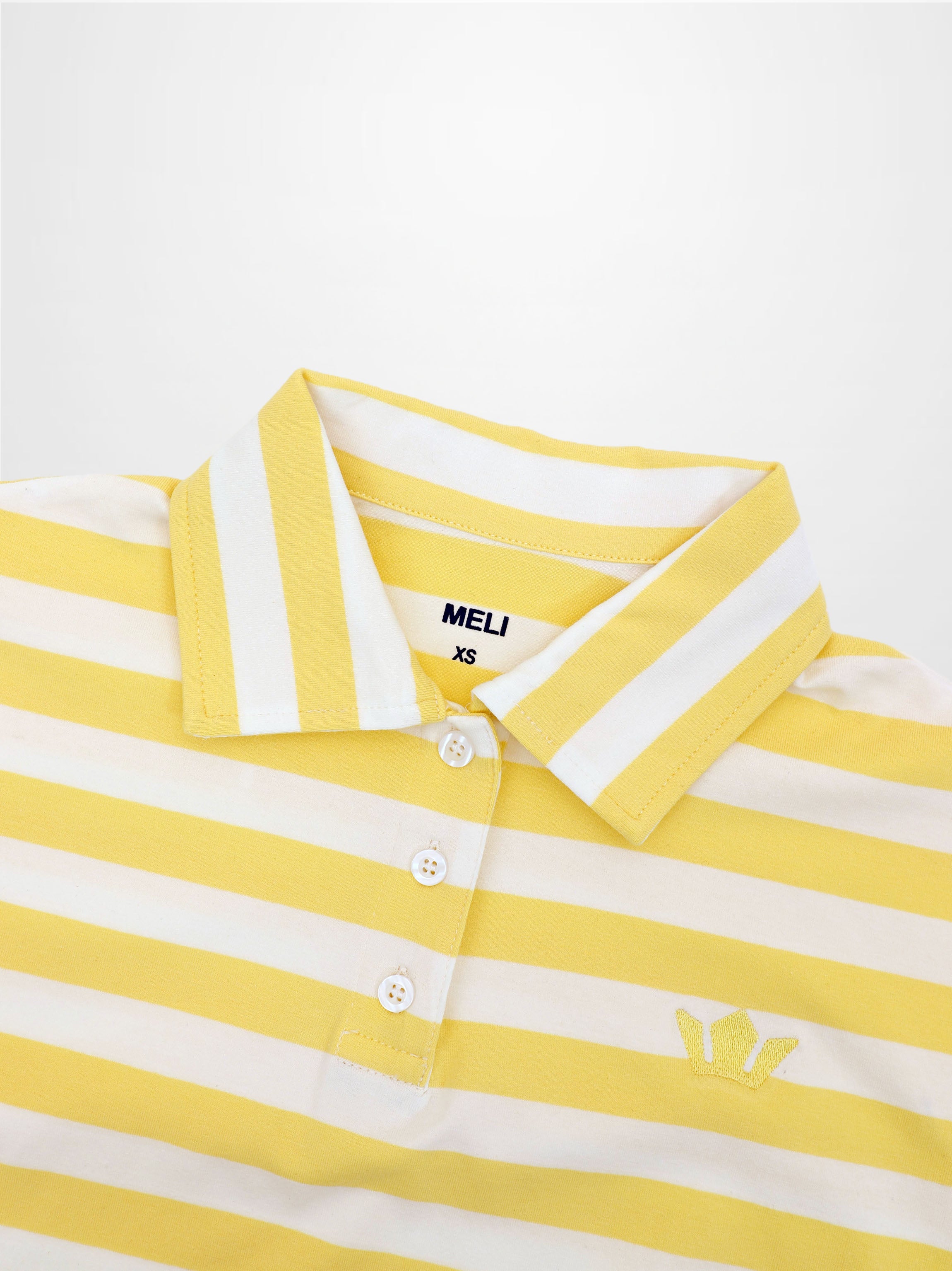 Striped Collar Bomber Tee-Yellow/White