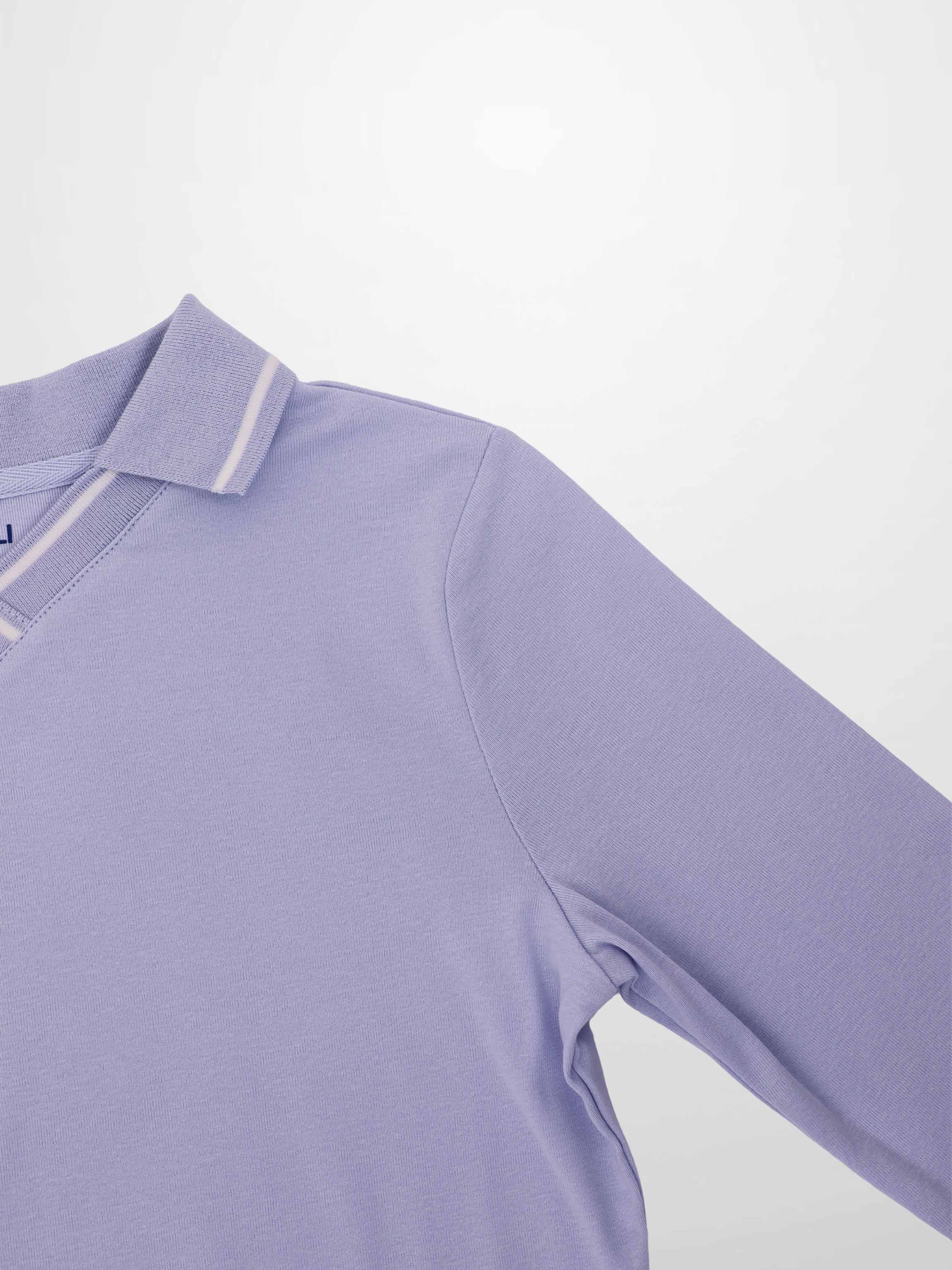 Collared High V T-Shirt-Light Blue