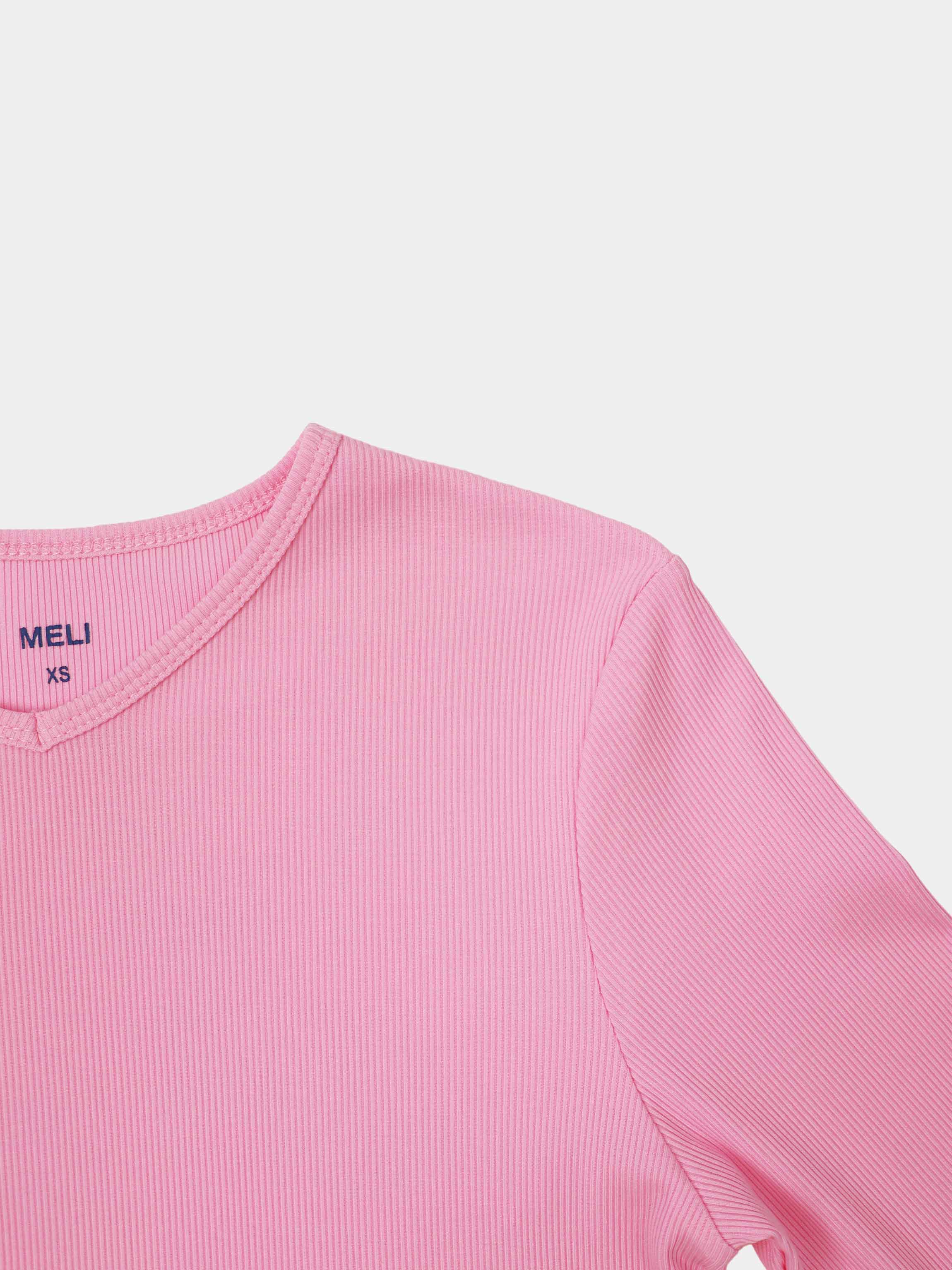 Soft Ribbed High V Tee-Happy Pink