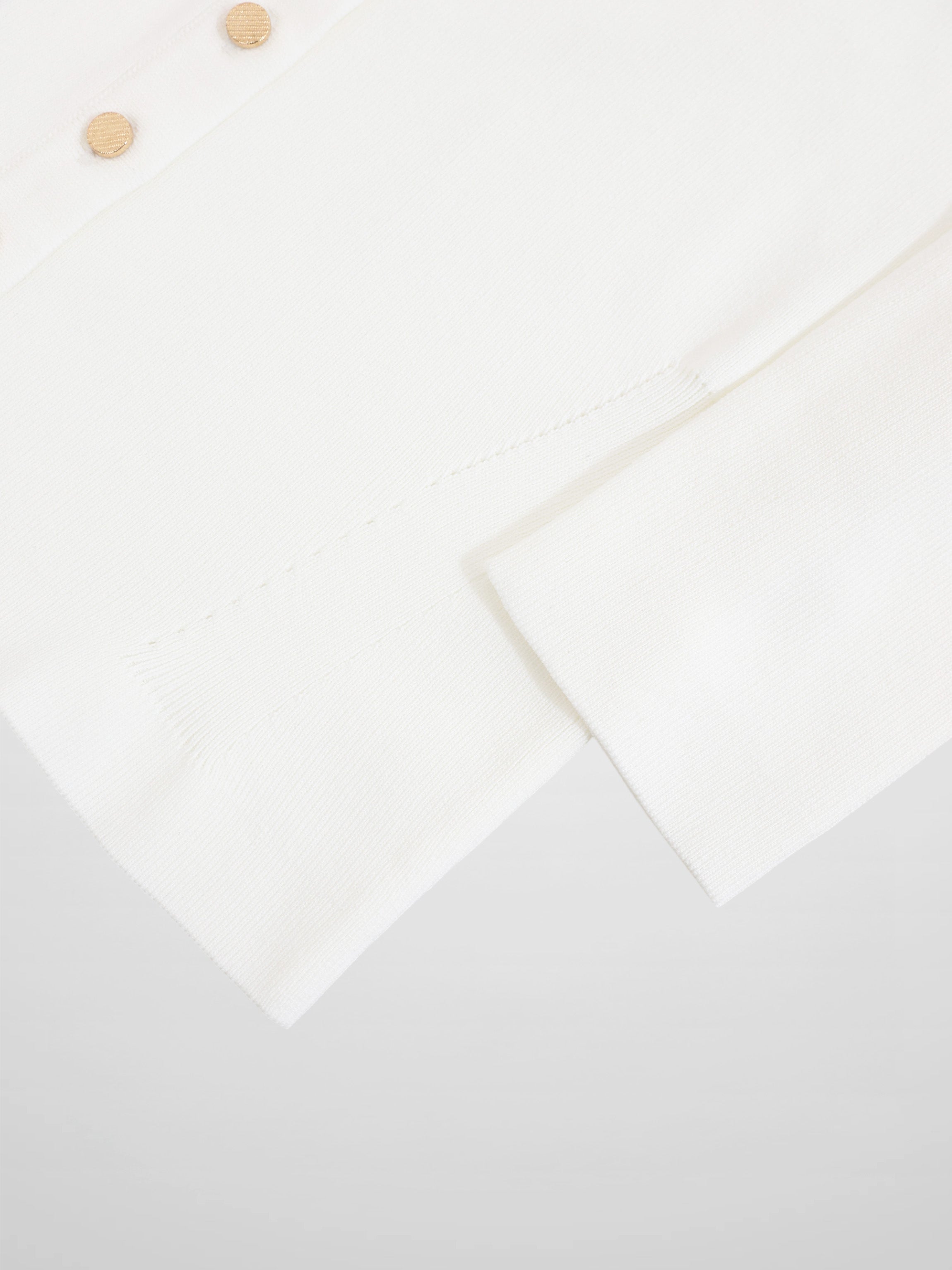 Gold Button Crop Cardigan-White