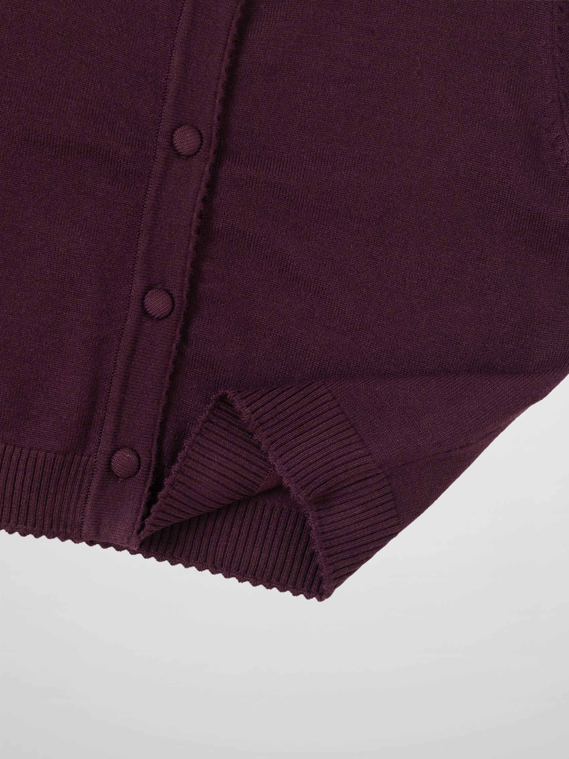 Trim Detail Crew Crop Cardigan-Burgundy