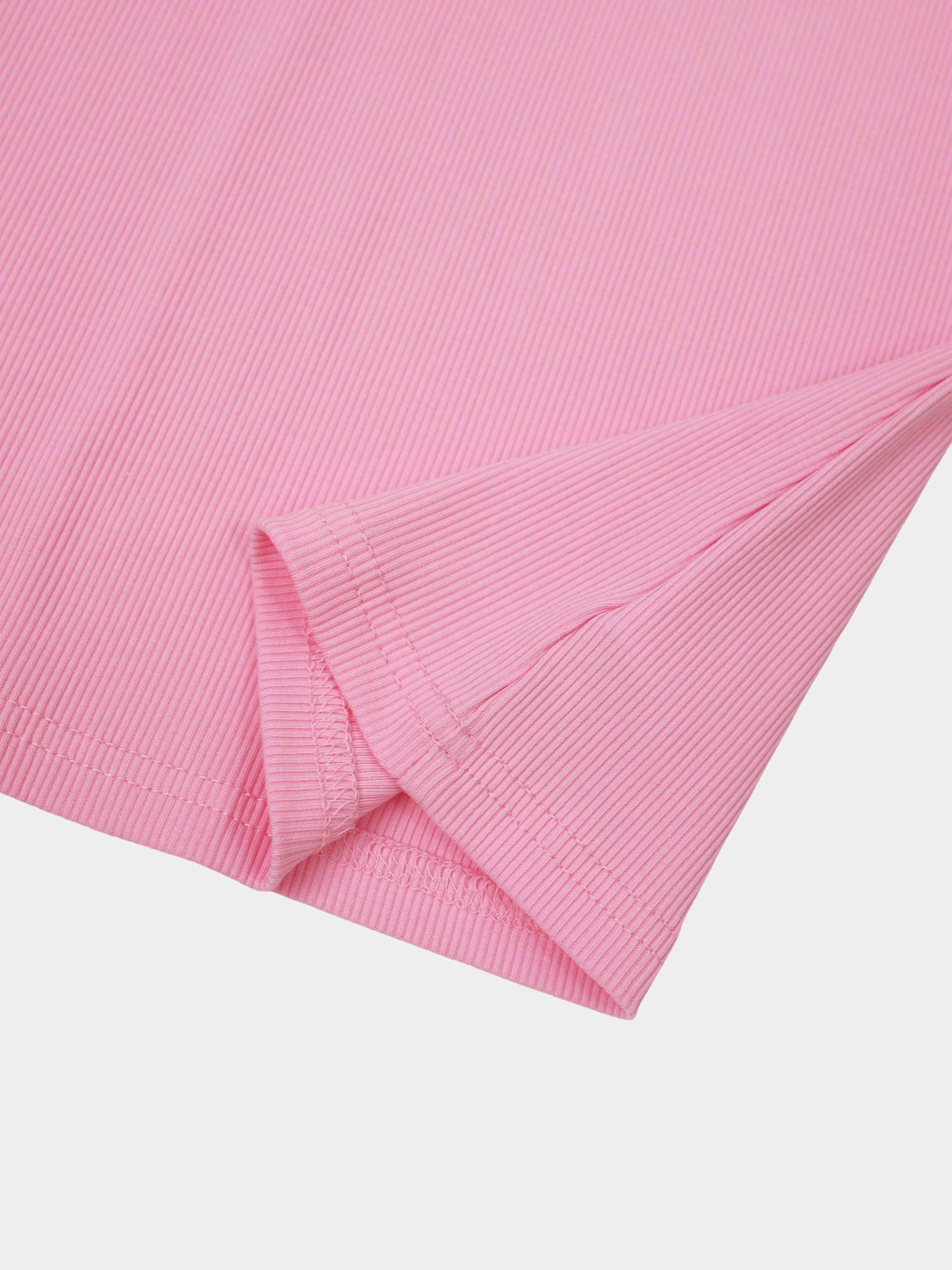 Soft Ribbed High V Tee-Happy Pink