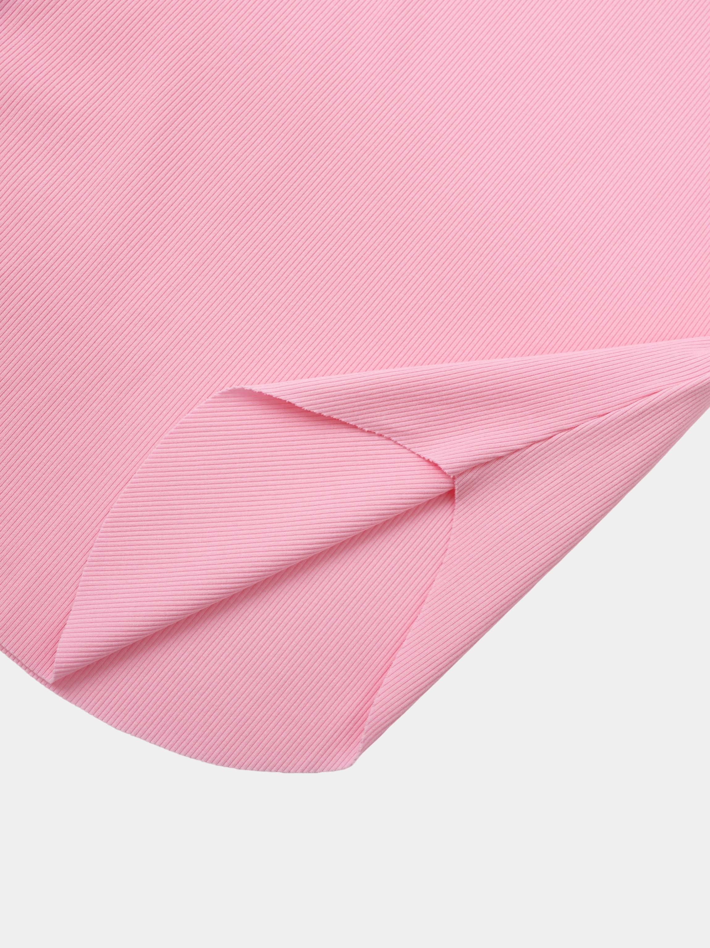 Rounded Hem Ribbed T-Shirt-Pink