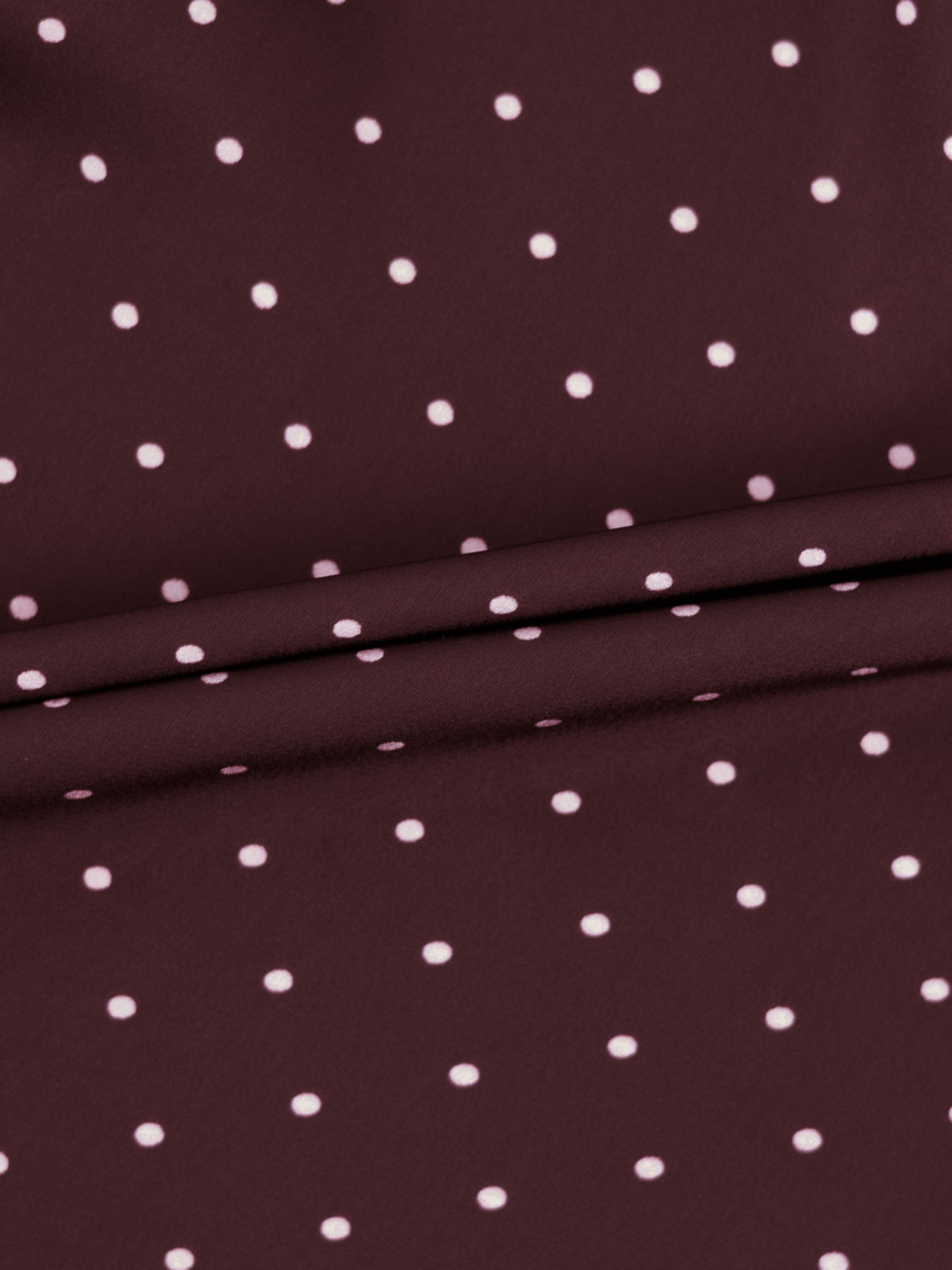 Oversized Satin Blouse-Burgundy Small Polka Dot