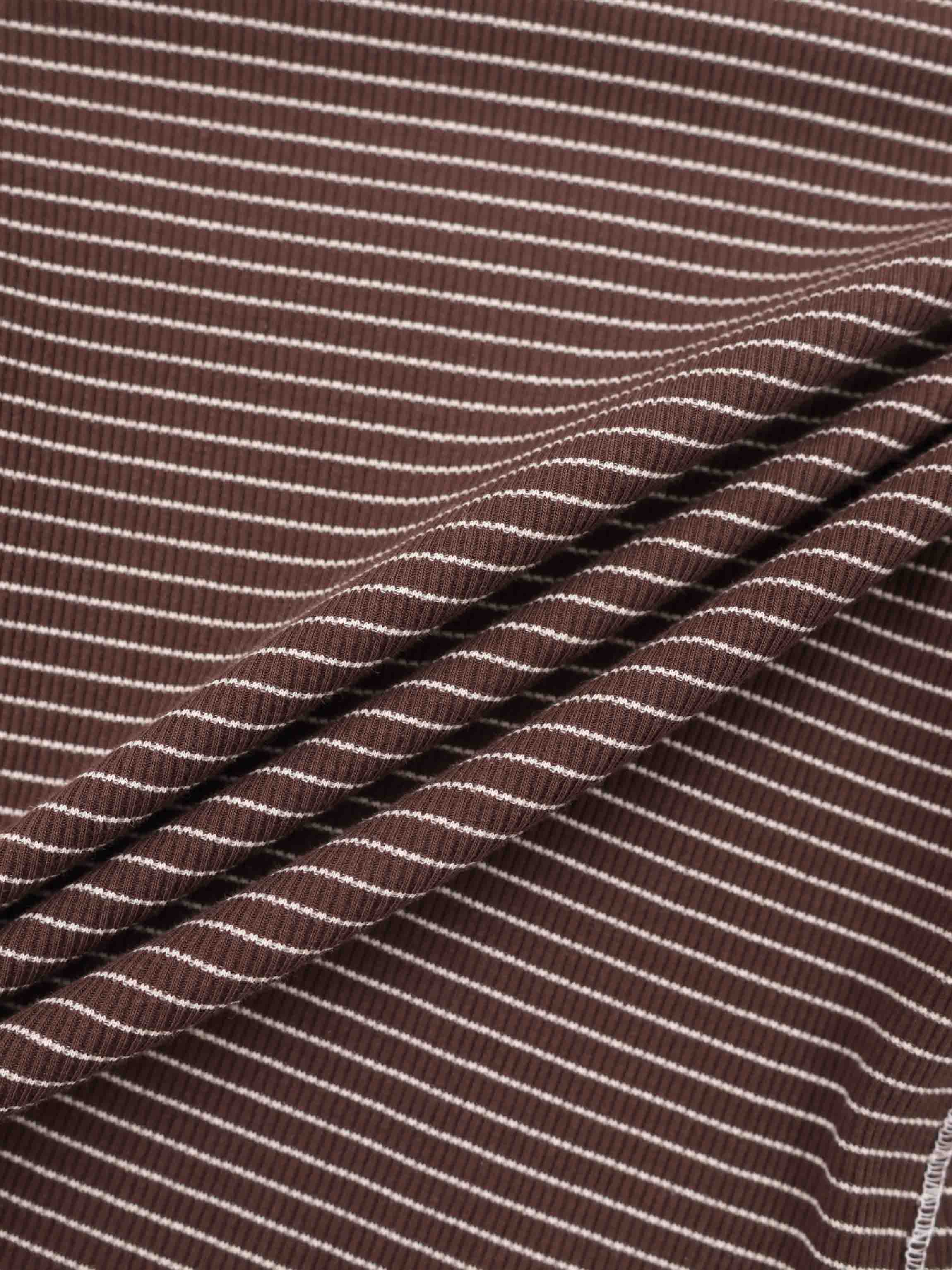 Striped Cross Stitch T-Shirt-Brown