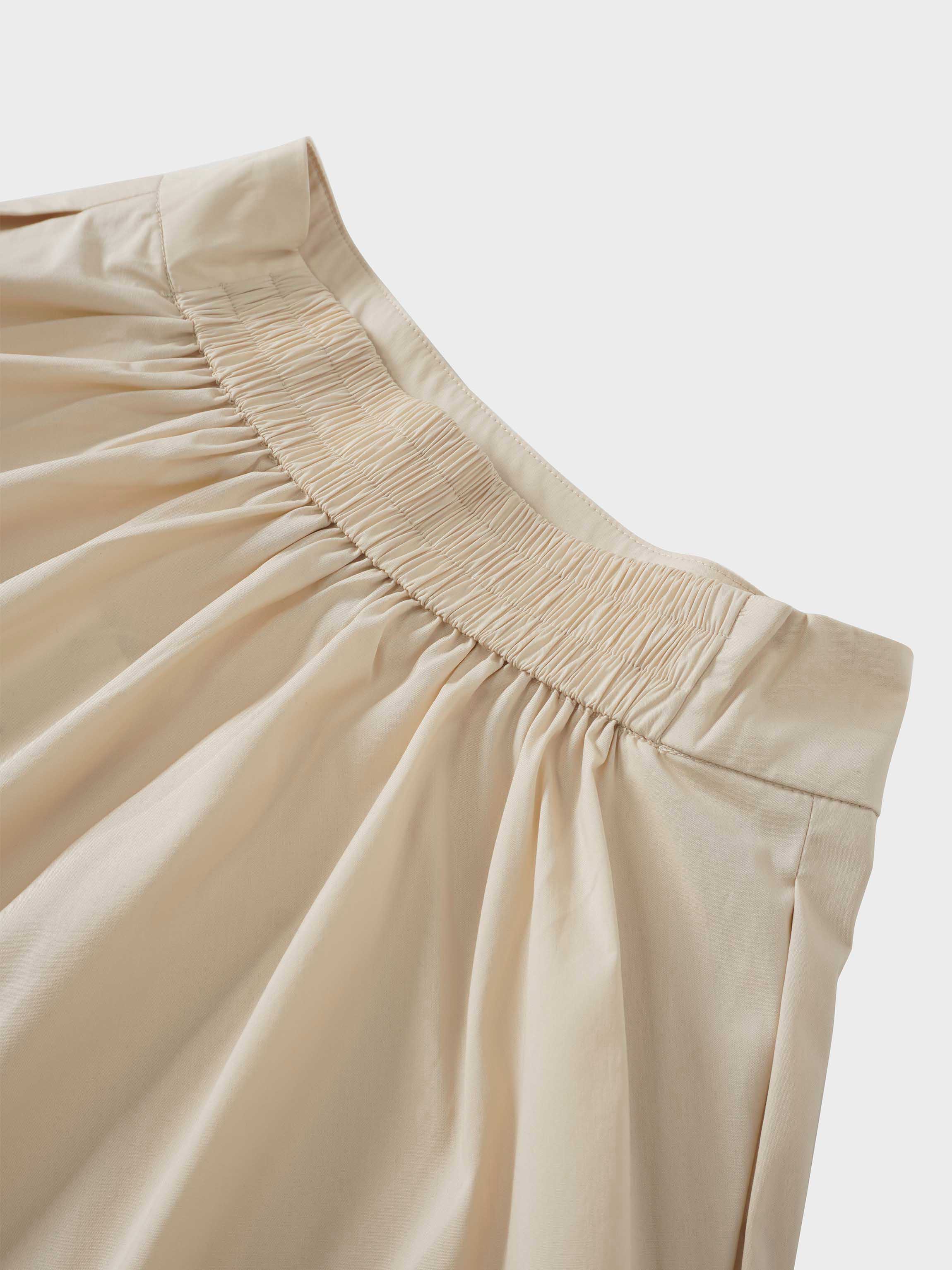 Elastic Back Maxi Cotton Blend Skirt-Bone