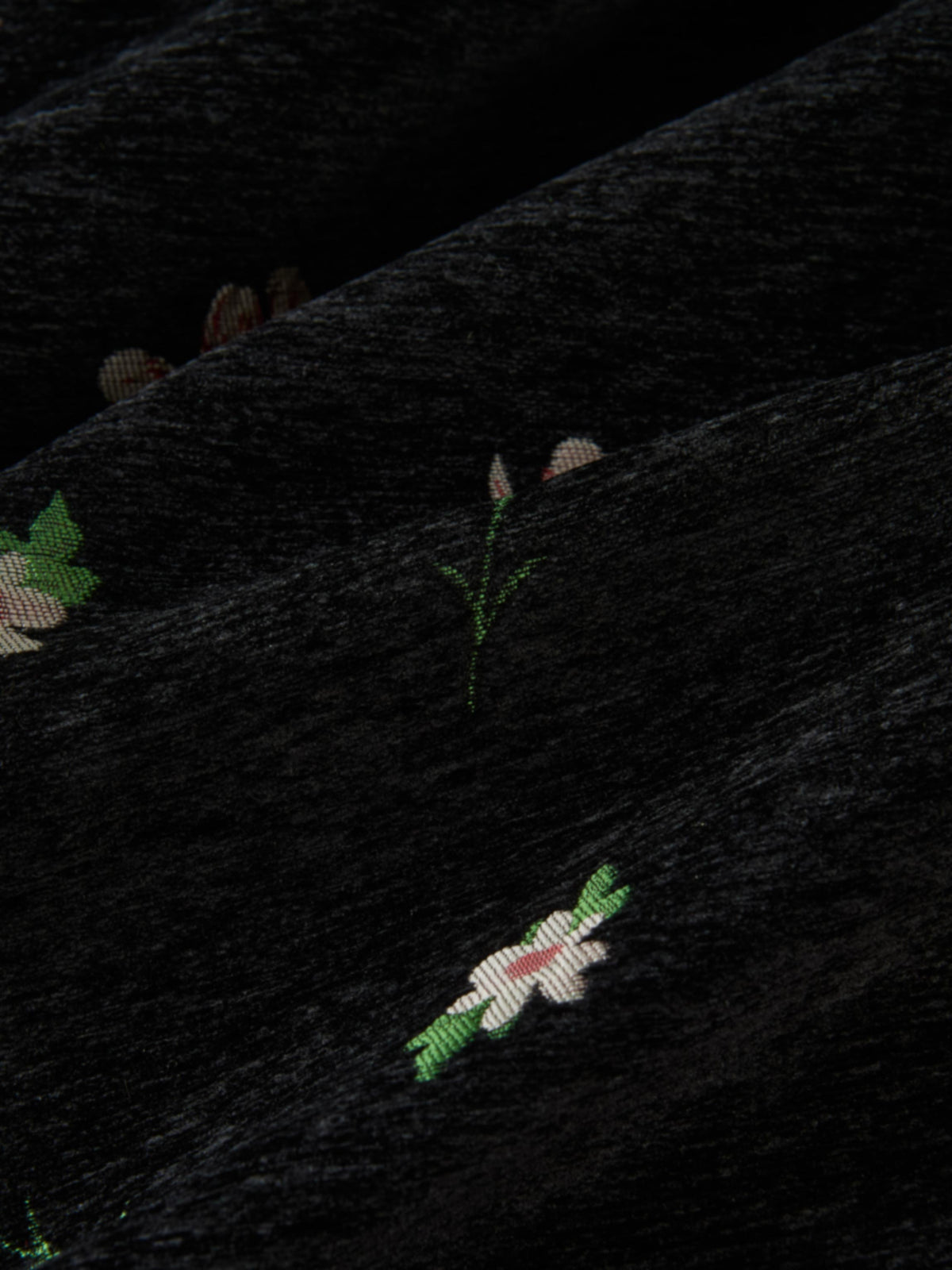 Curved Yoke Gathered Skirt - Embroidered Flowers