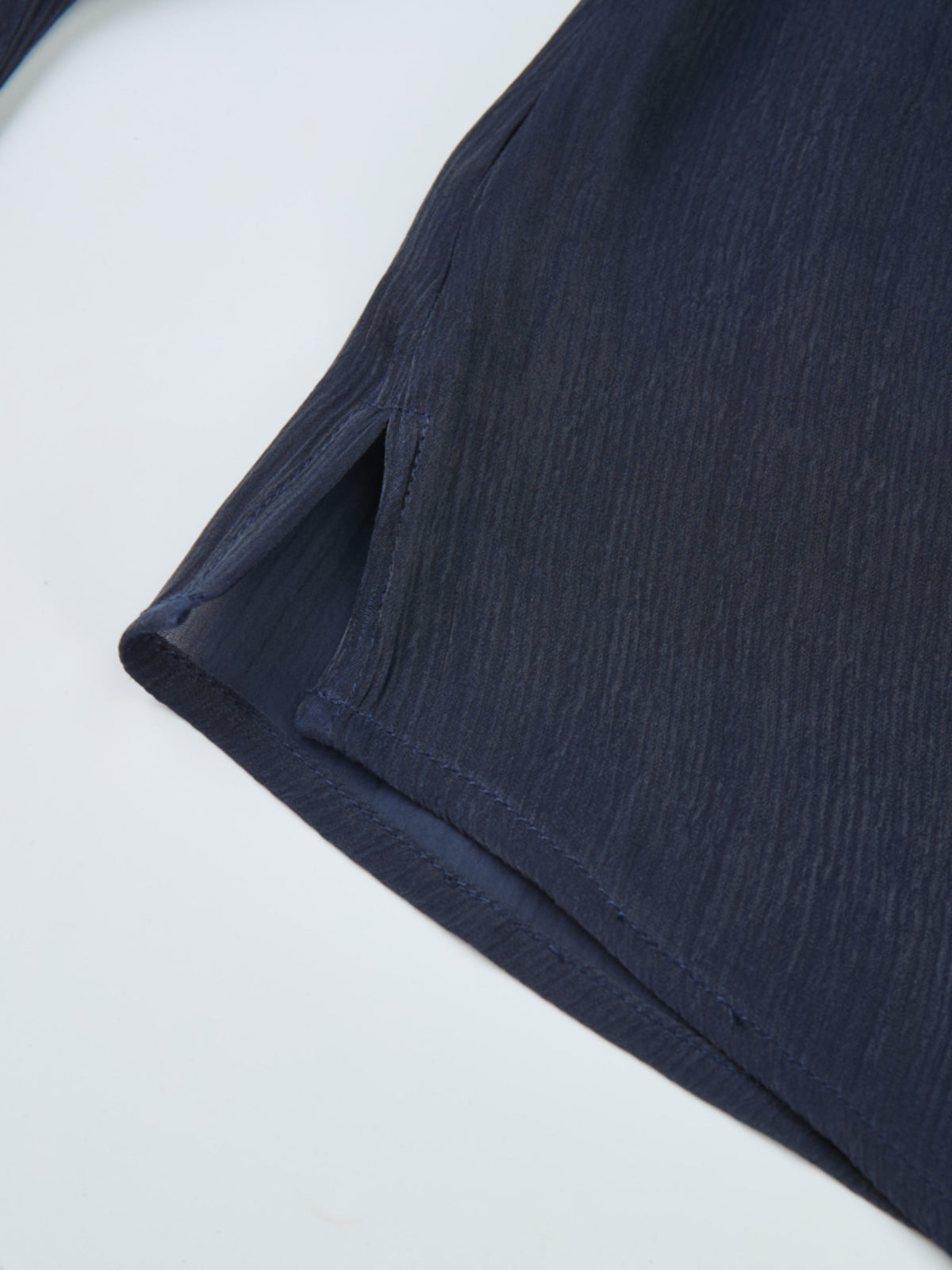 Textured Shimmer Center Bow Blouse - Navy
