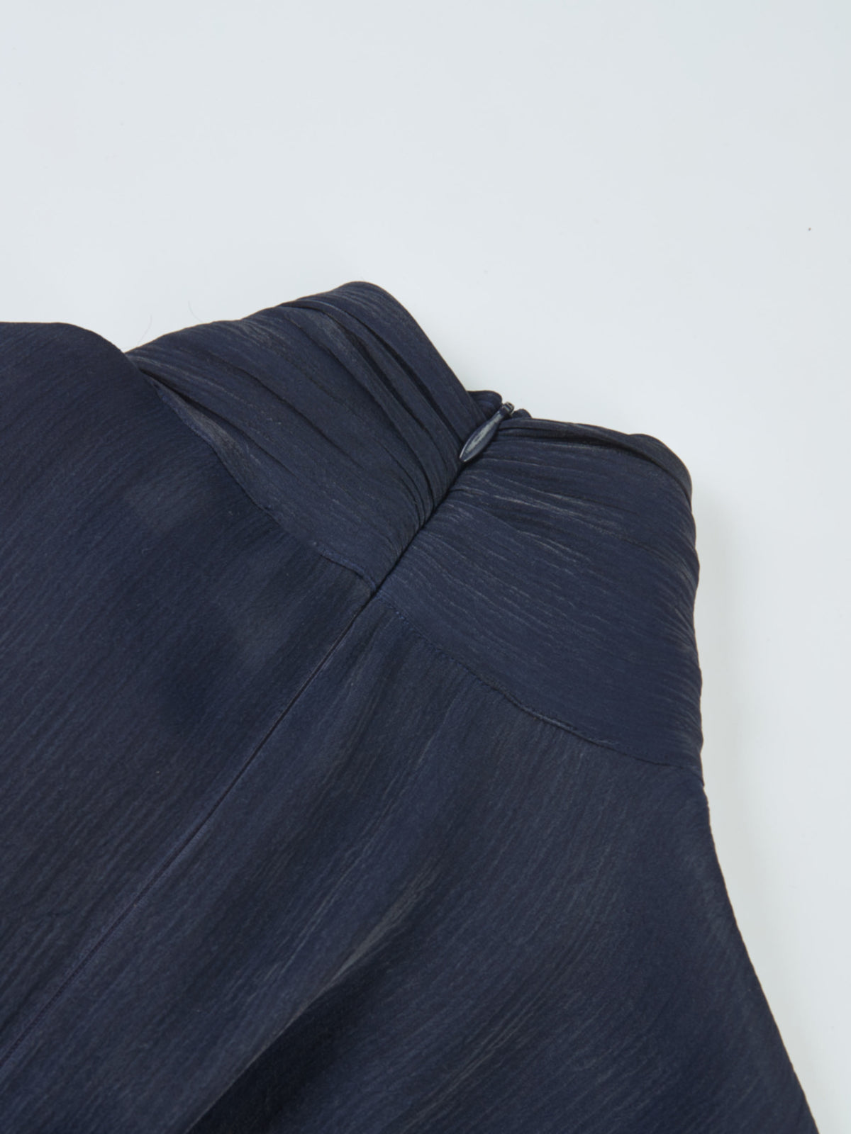 Textured Shimmer Center Bow Blouse - Navy
