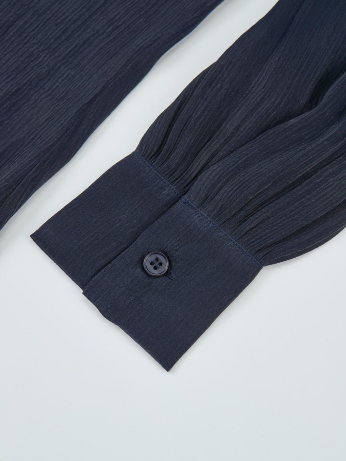 Textured Shimmer Center Bow Blouse - Navy