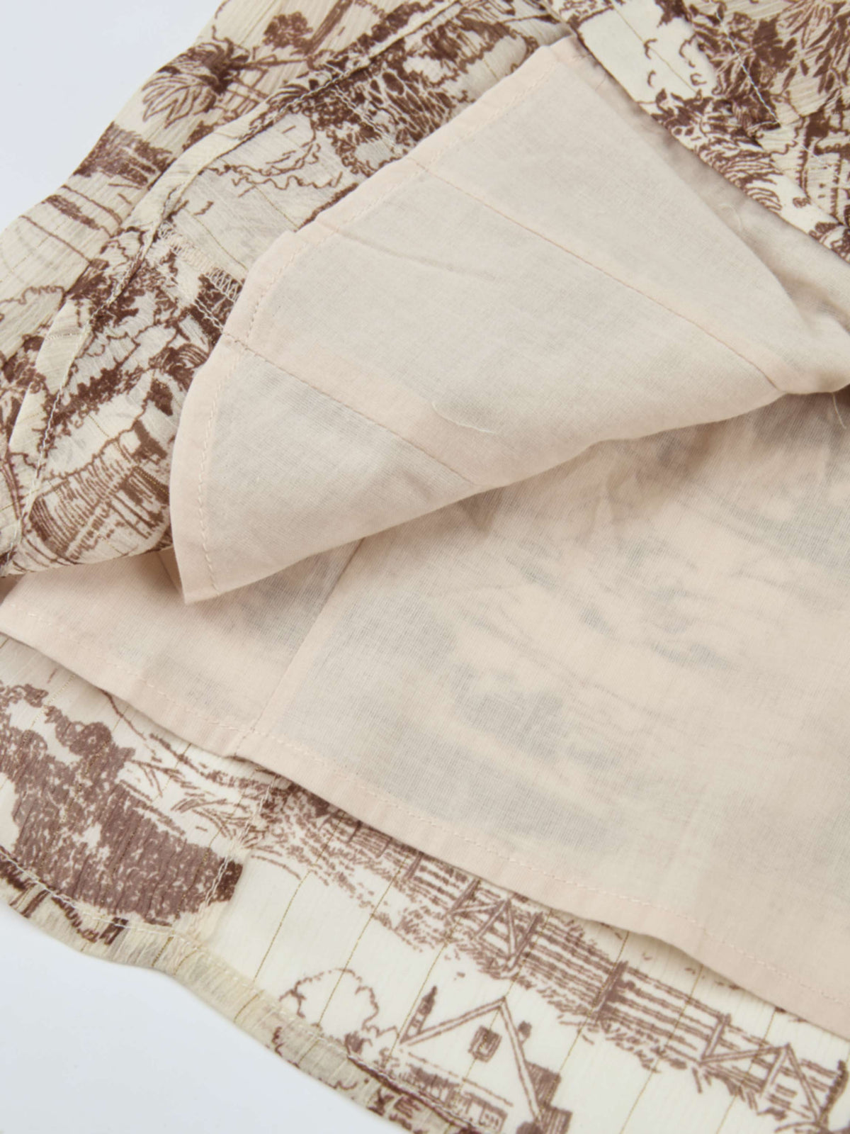 Thin Printed Button Down Blouse - Brown Toille