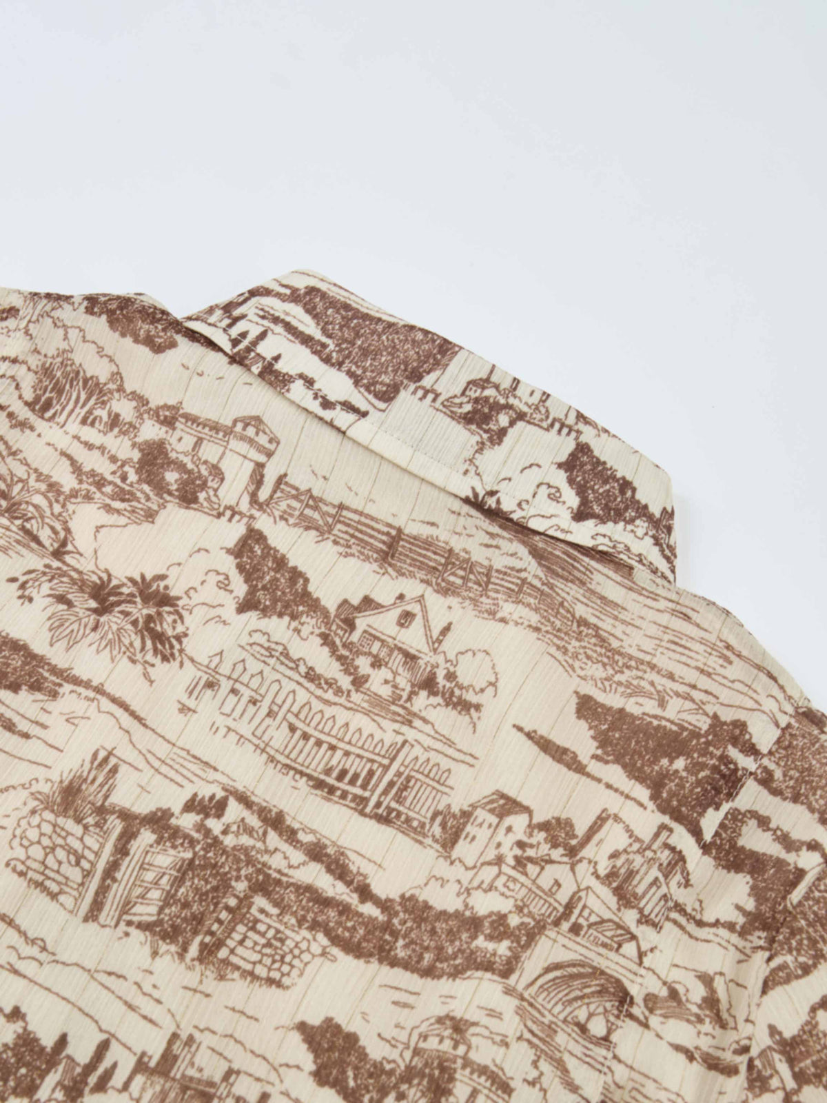 Thin Printed Button Down Blouse - Brown Toille