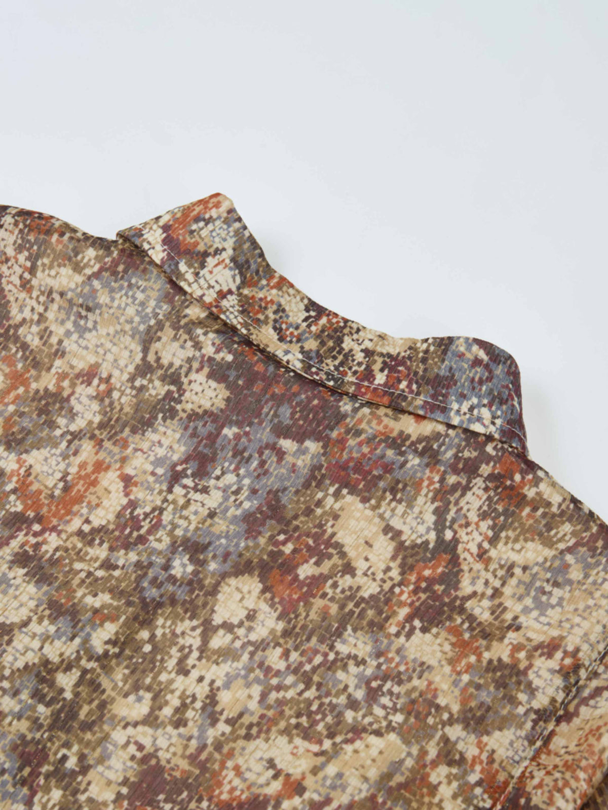 Thin Printed Button Down Blouse - Pixels