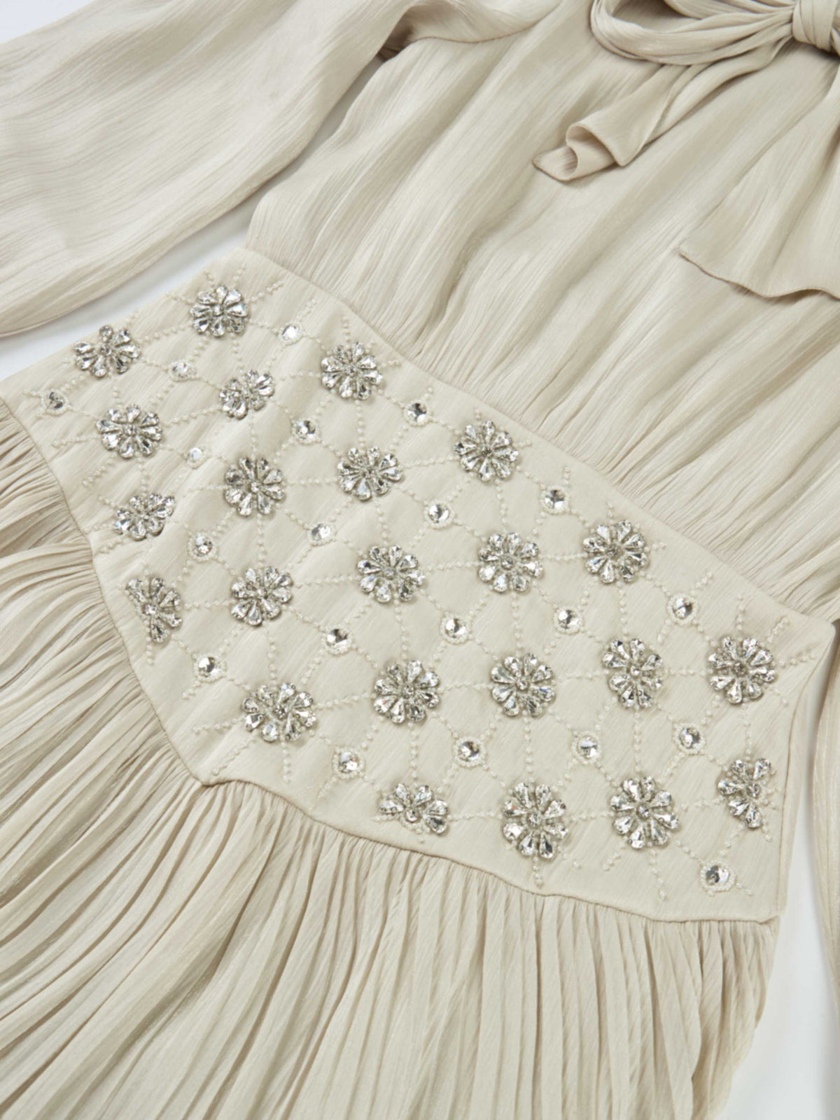 Embellished Yoke Dress - Cream