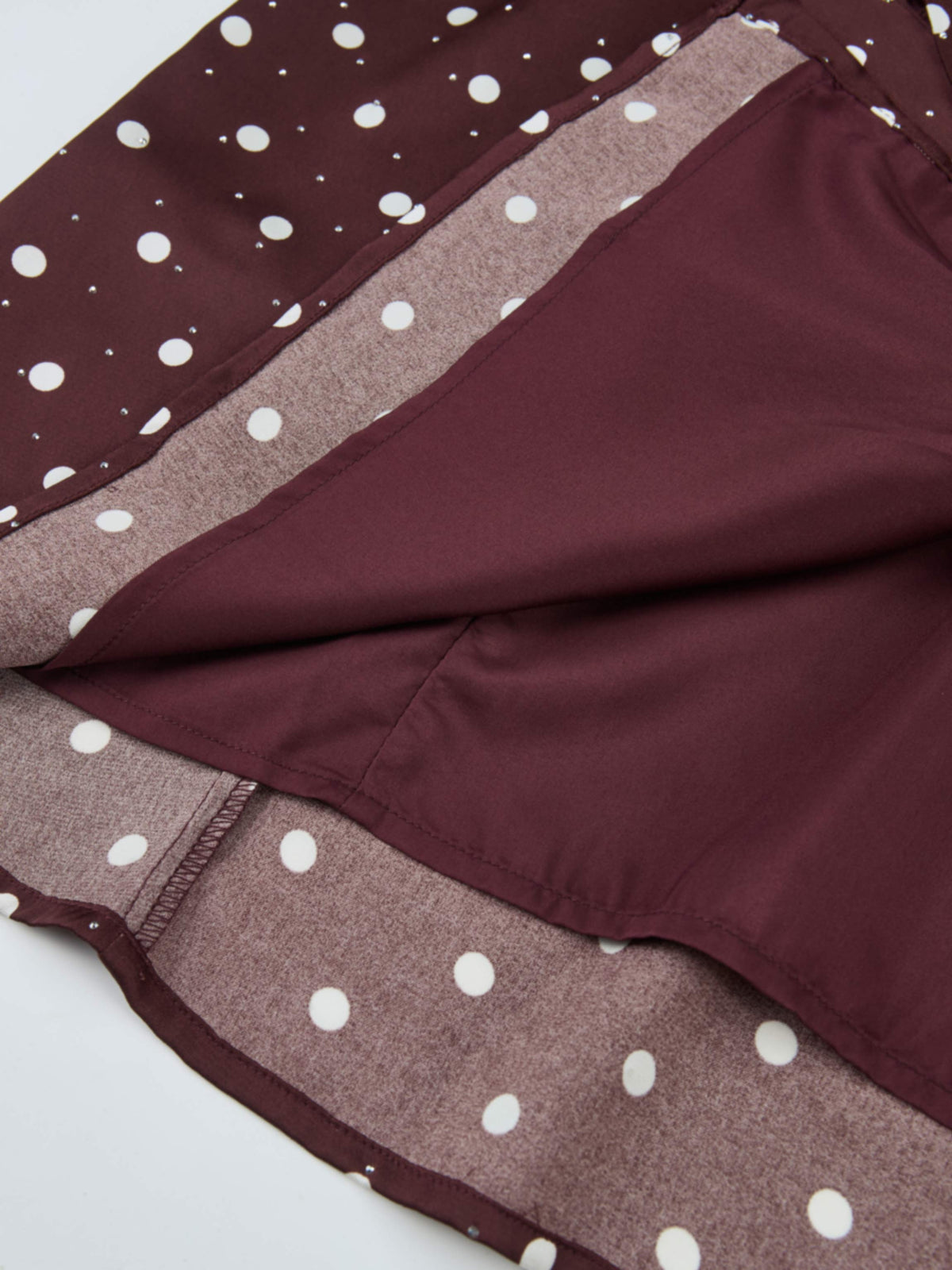 Collared Ruched Back Long Sleeve Shirtdress - Burgundy Polka Dot Sparkle