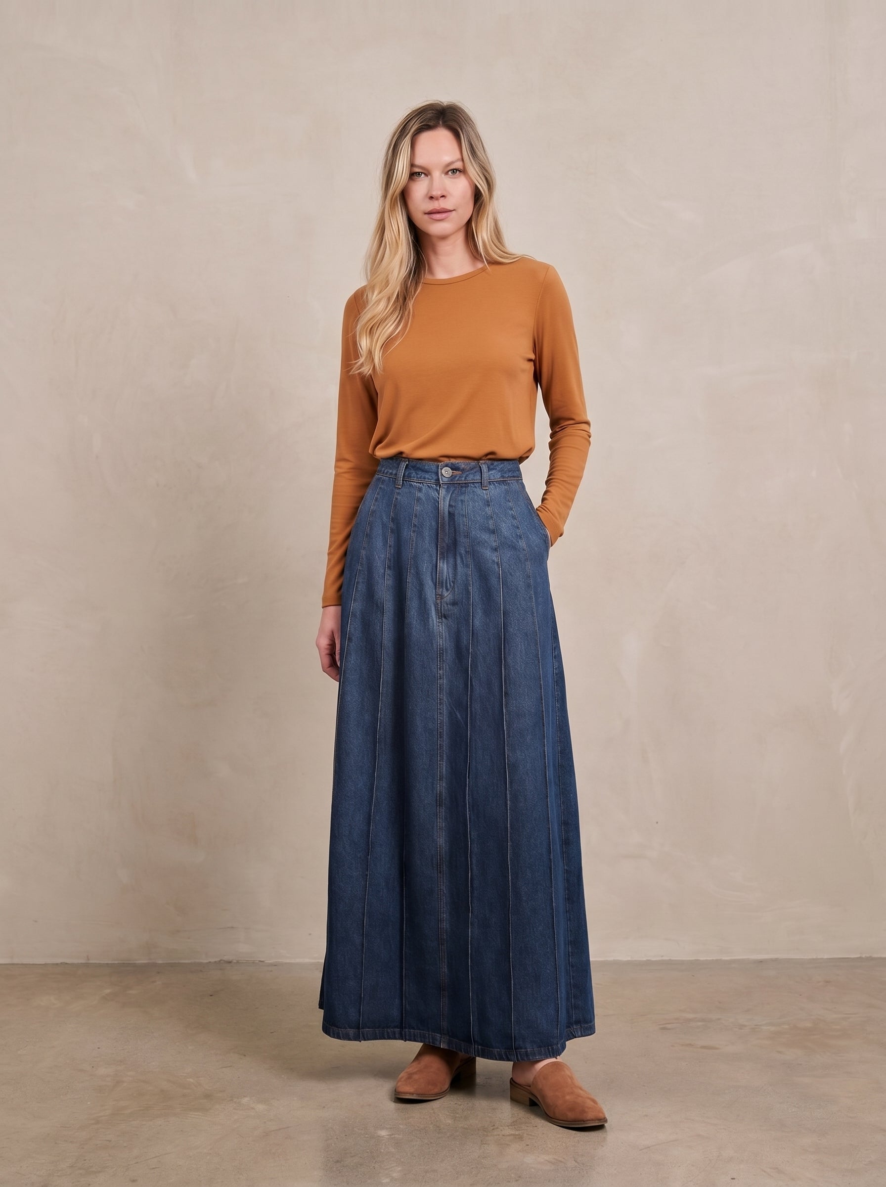 Crew Ribbed Dolman-Cognac