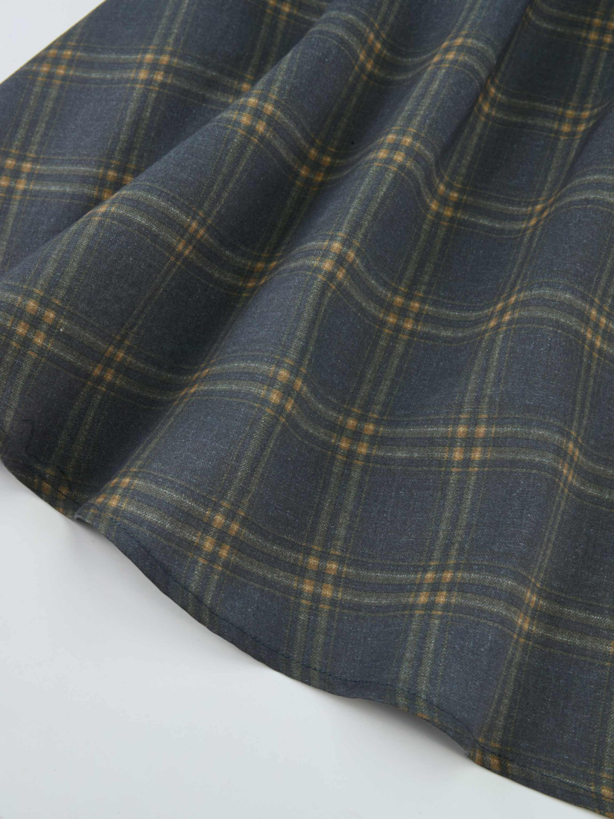 Full Maxi Plaid Shirt Dress - Grey/Yellow