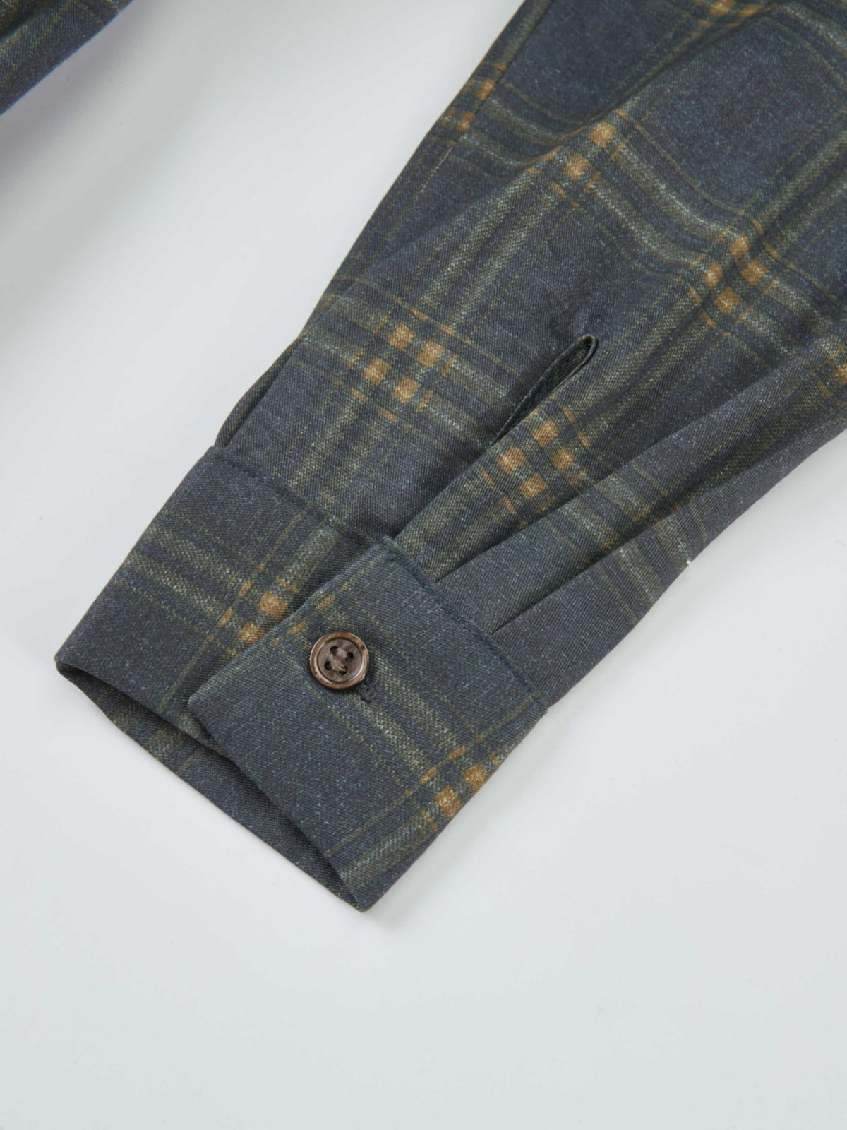 Full Maxi Plaid Shirt Dress - Grey/Yellow