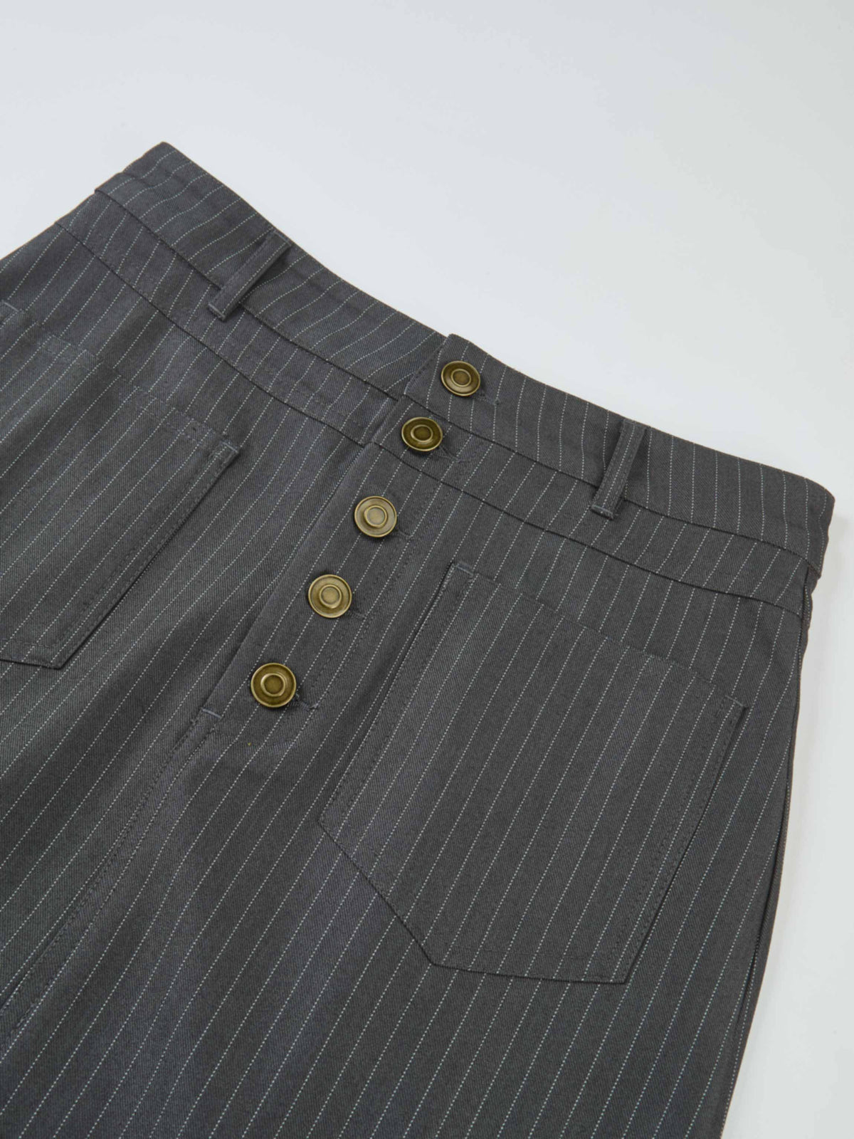 Front Pocket Button Skirt - Dark Grey