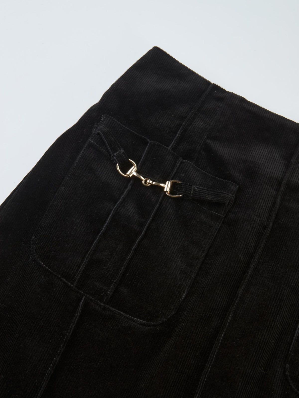 Chain Detail Corduroy Skirt - Black