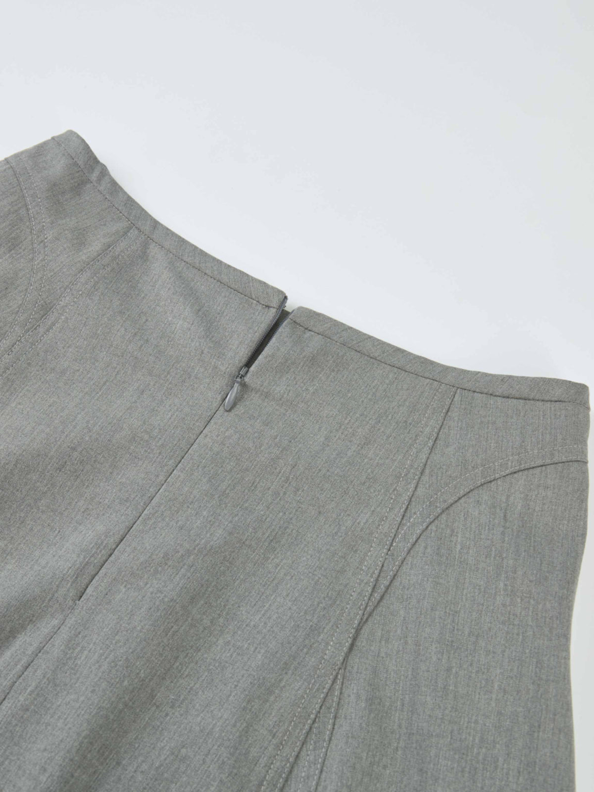High Waisted Seamed Skirt - Grey
