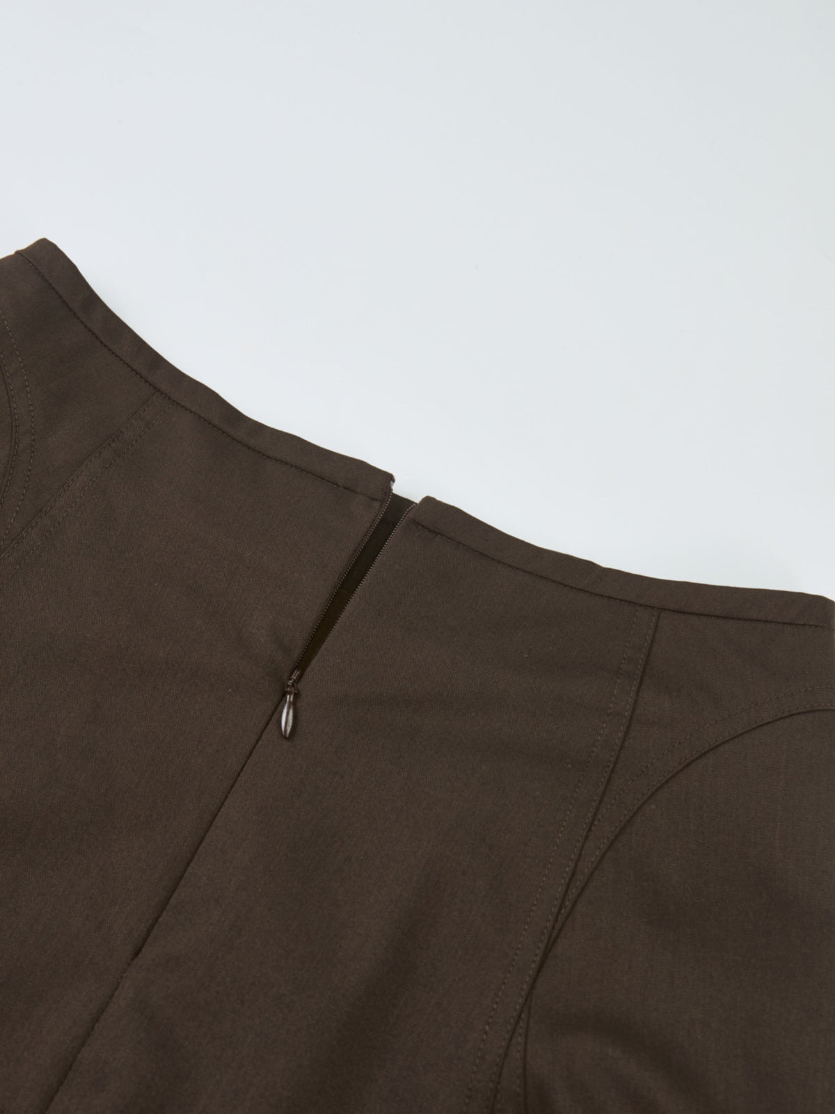 High Waisted Seamed Skirt - Chocolate Brown