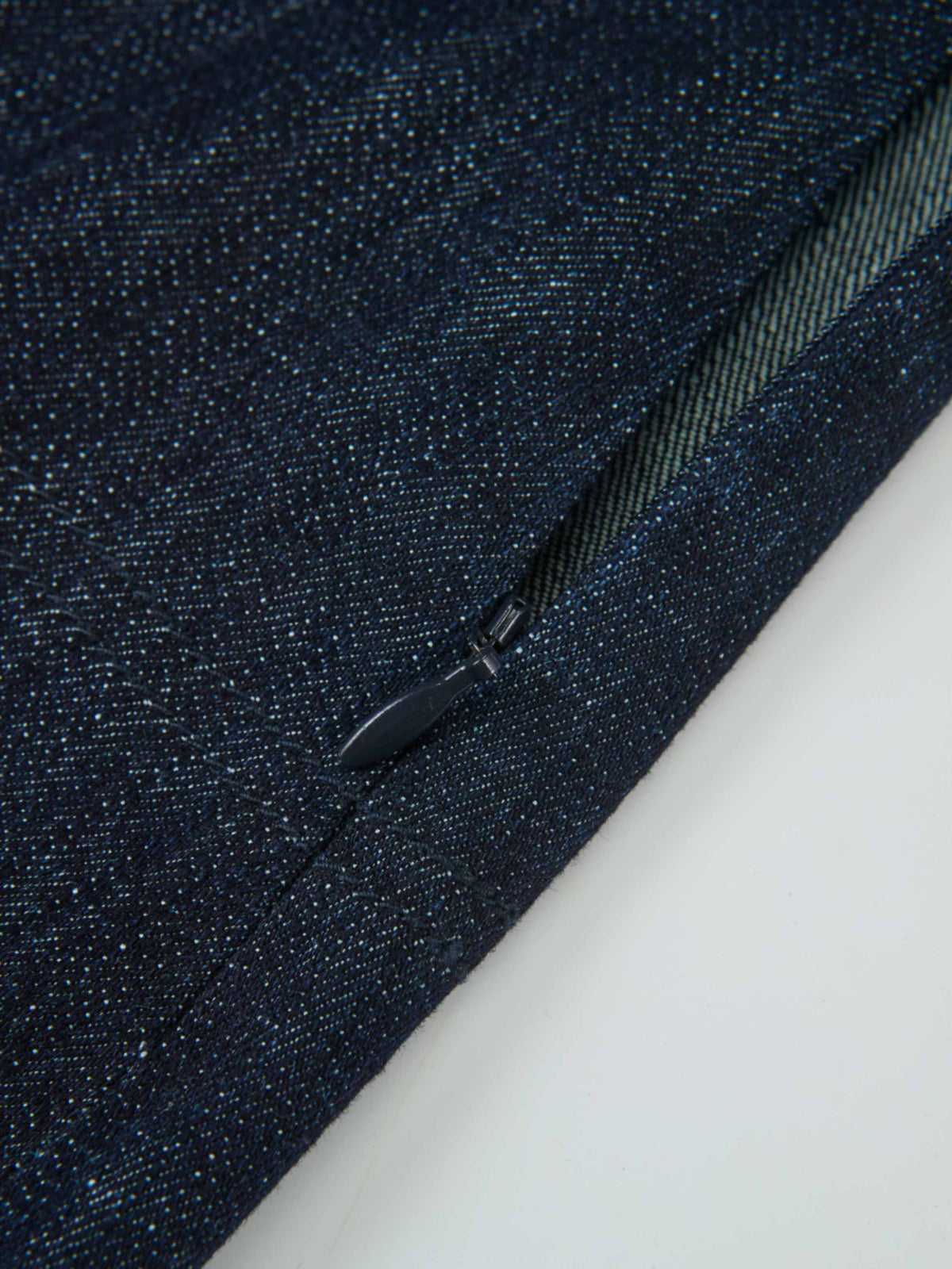 Faux Wrap Pleat Denim Skirt - Blue