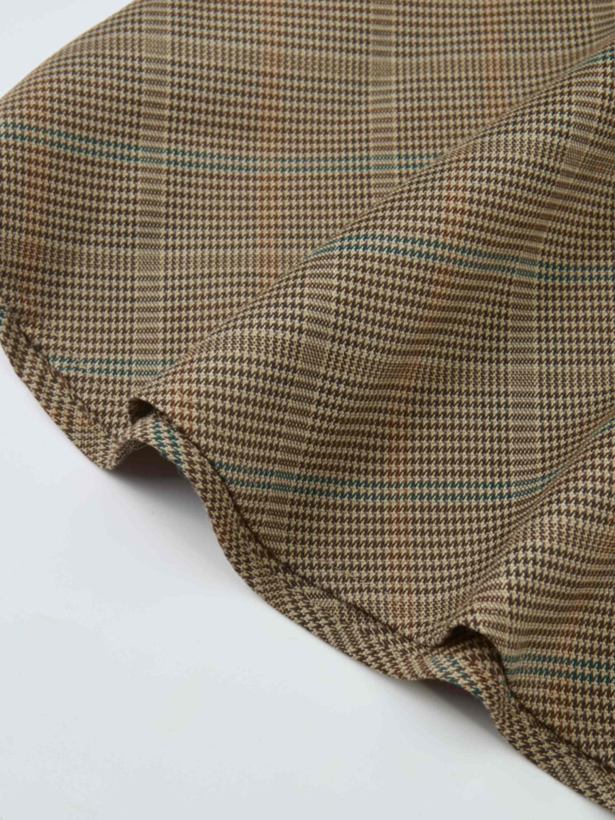 Full Circle Waisted Skirt - Brown Herringbone Plaid