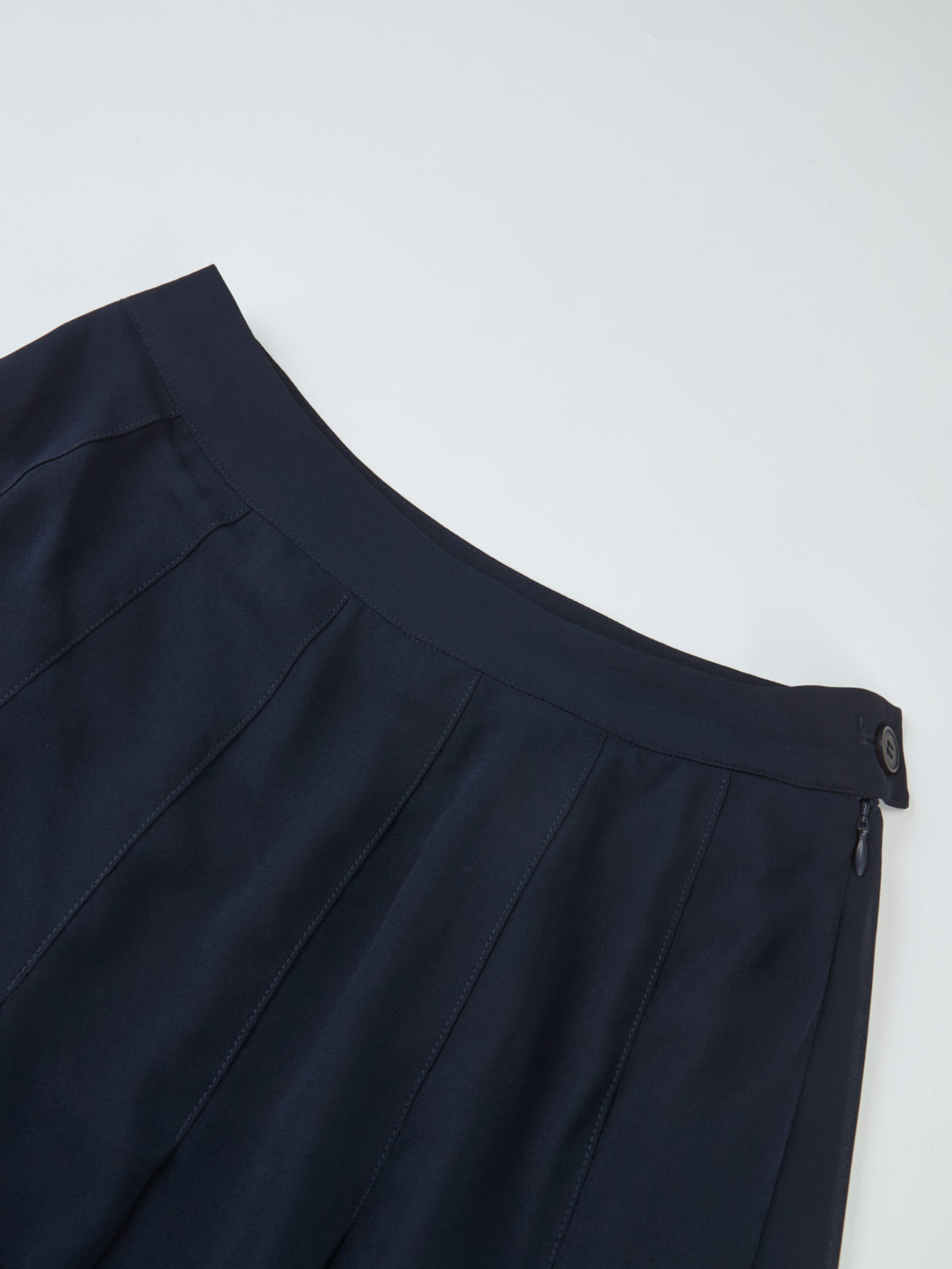 Chiffon Stitched Down Pleated Skirt - Navy