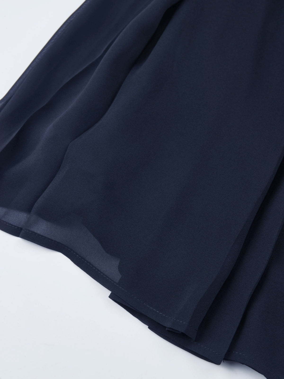 Chiffon Stitched Down Pleated Skirt - Navy