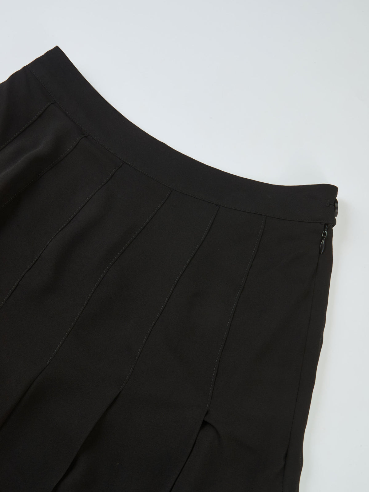 Chiffon Stitched Down Pleated Skirt - Black