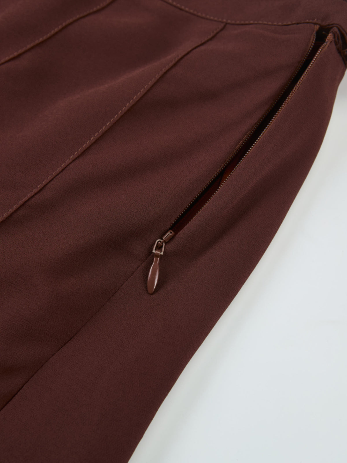 Chiffon Stitched Down Pleated Skirt - Brown