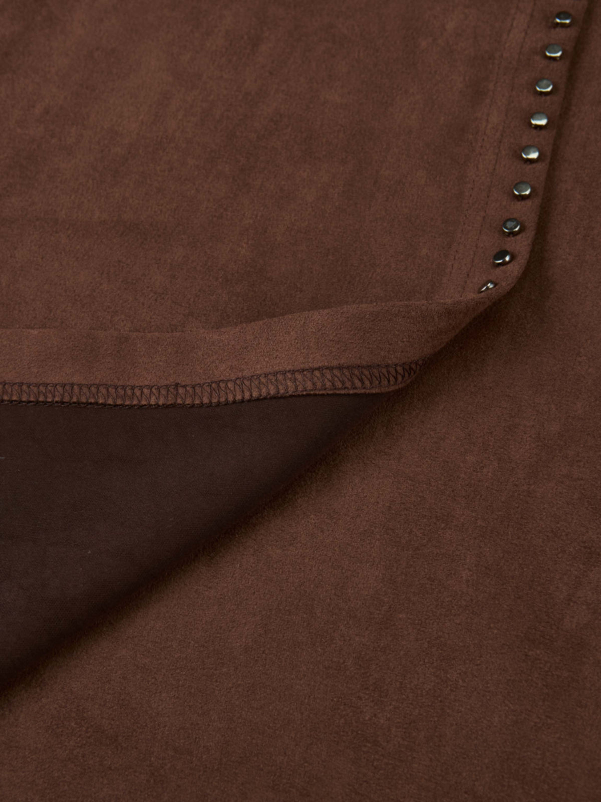 Faux Wrap Stud Skirt - Brown