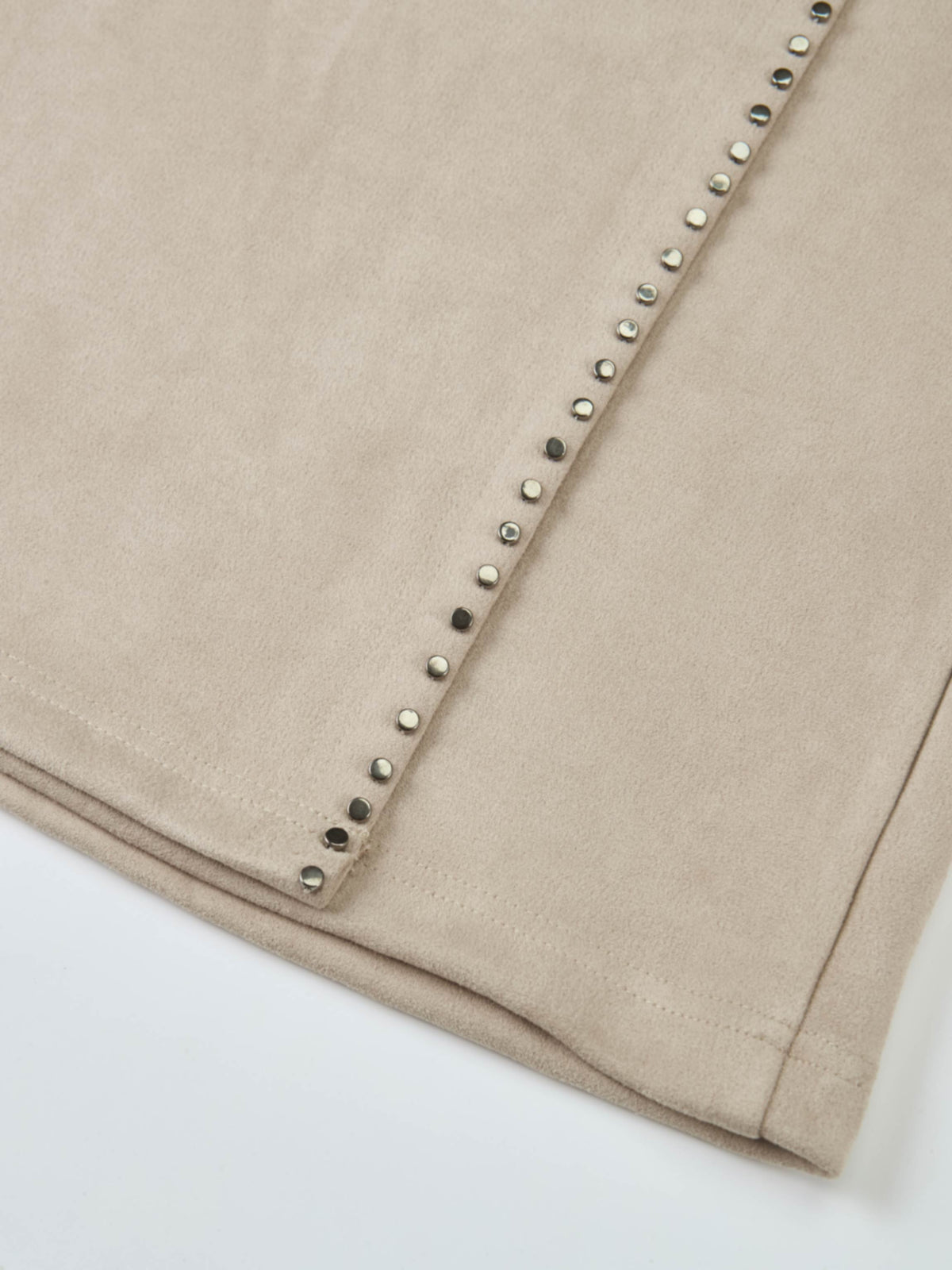 Faux Wrap Stud Skirt - Oatmeal