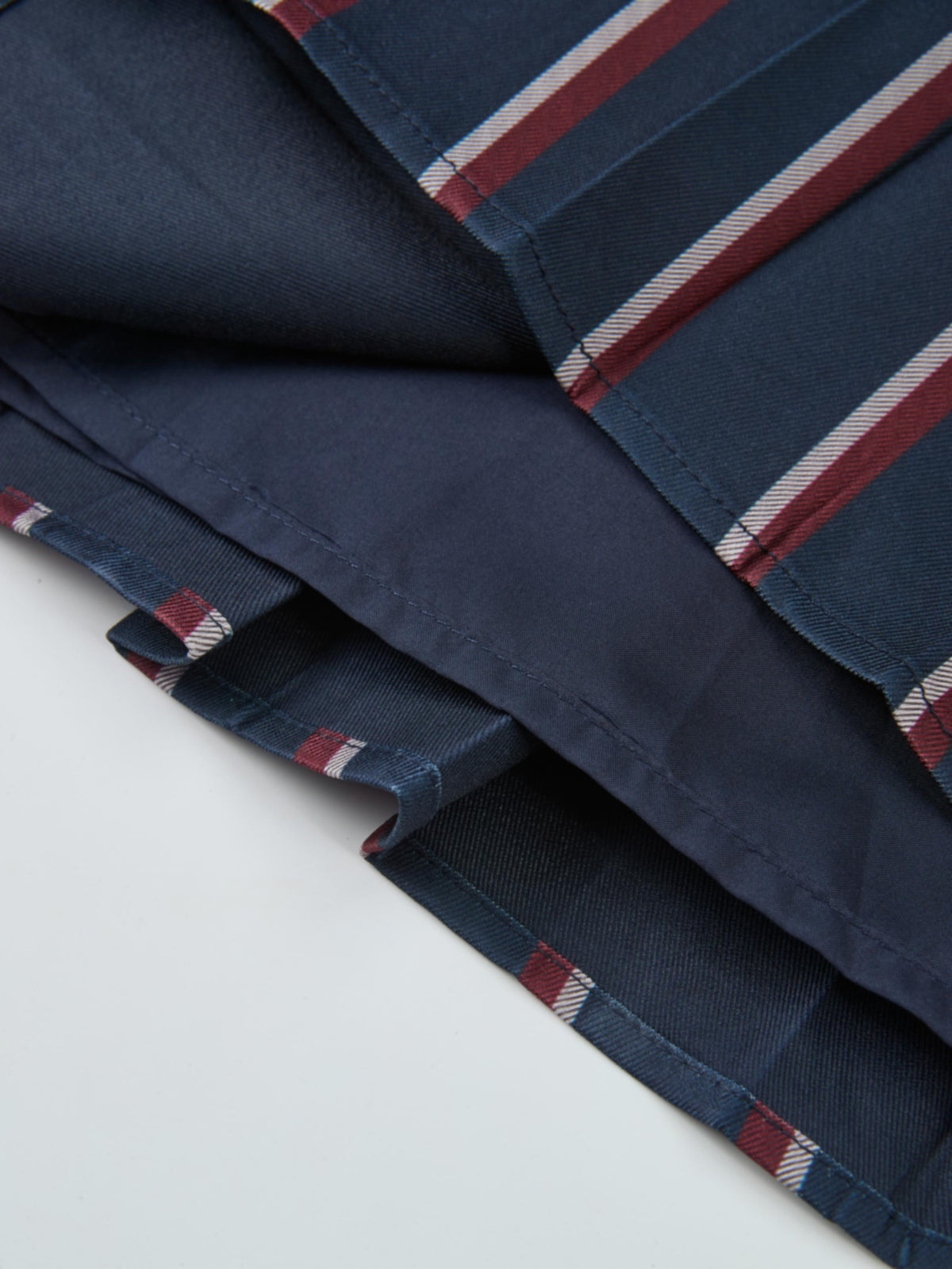 Pleated Waist Belted Skirt - Navy Stripe