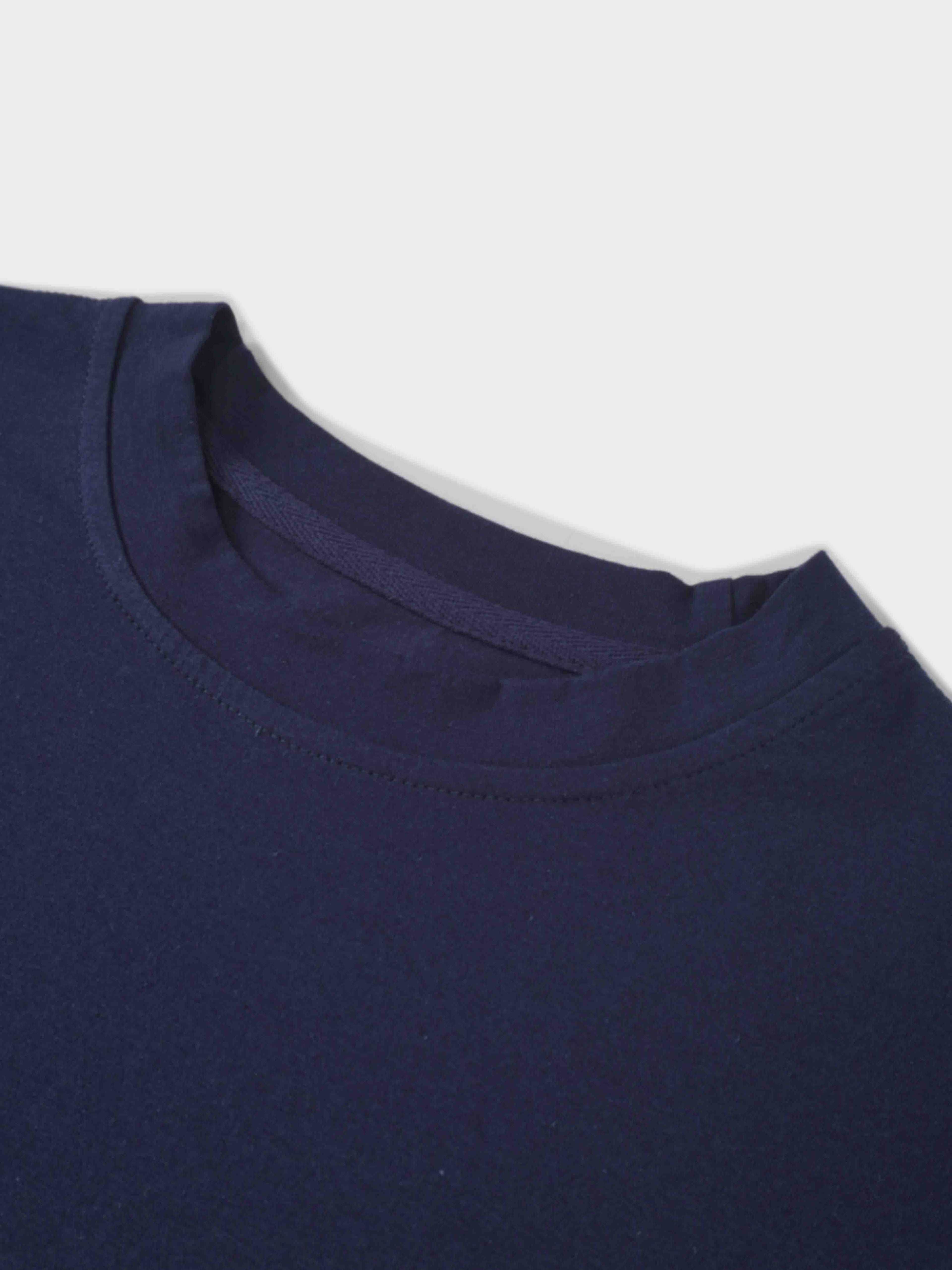 Oversized Rounded Hem T-Shirt-Navy