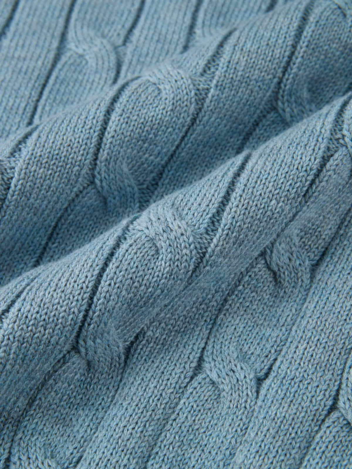 Embossed Cable Sweater - Heathered Blue