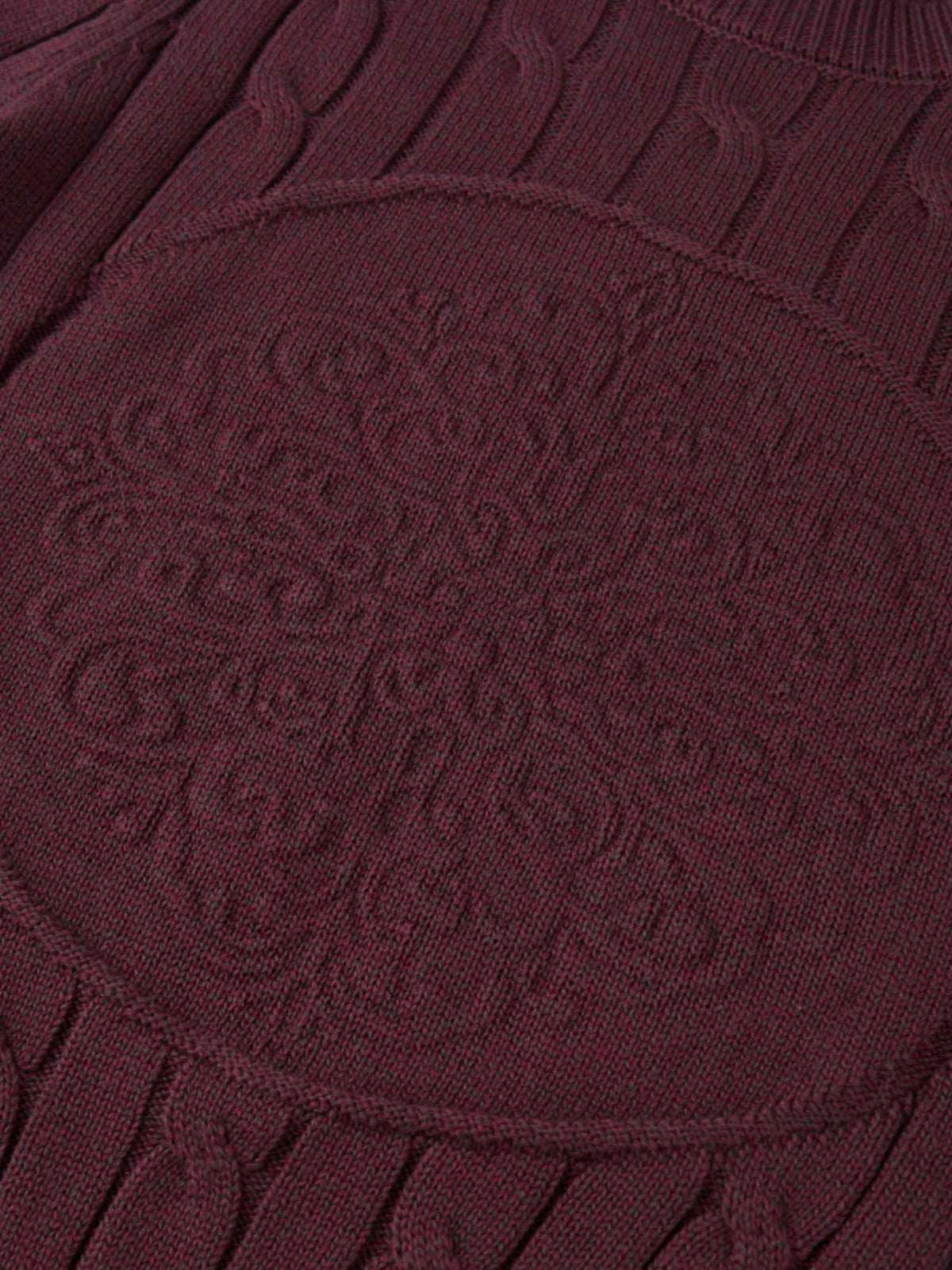 Embossed Cable Sweater - Burgundy