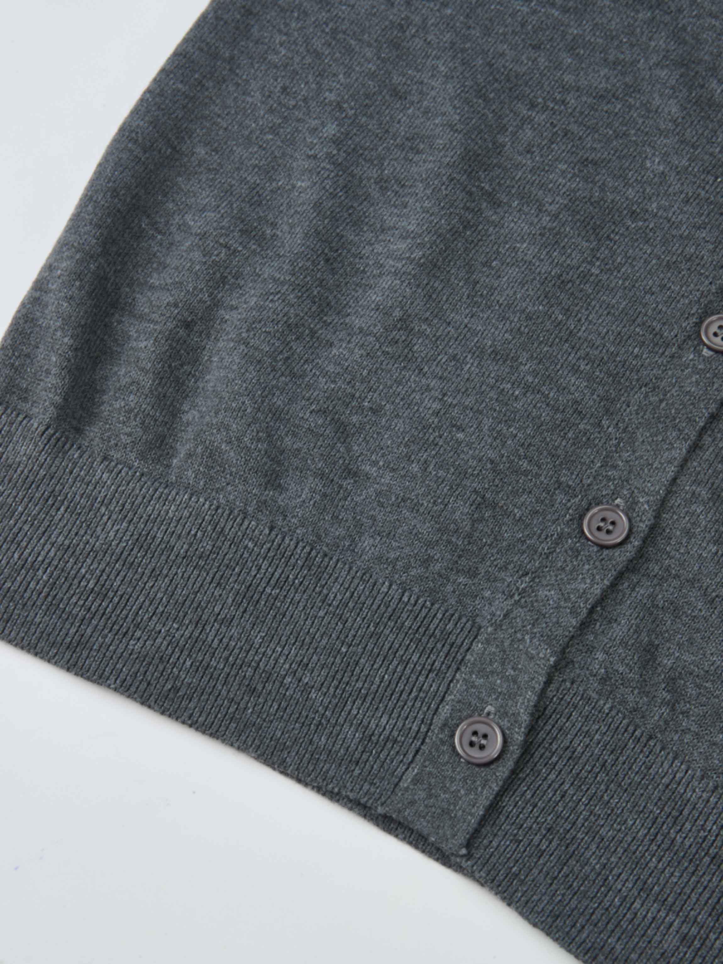 Eyelet Knit Trim Cardigan - Grey