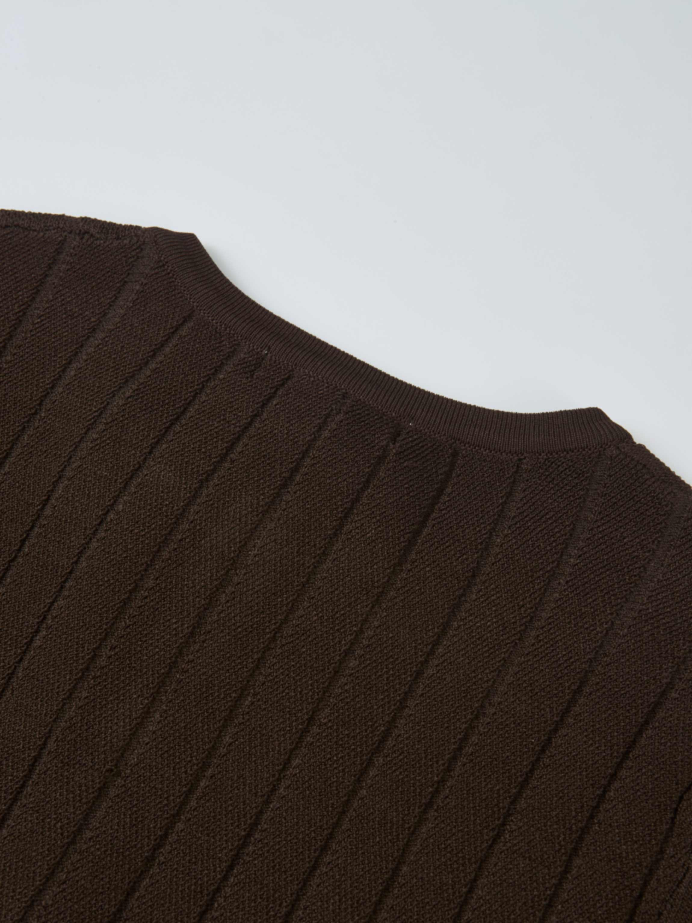 Silk Knit Ribbed Cardigan 17"- Brown