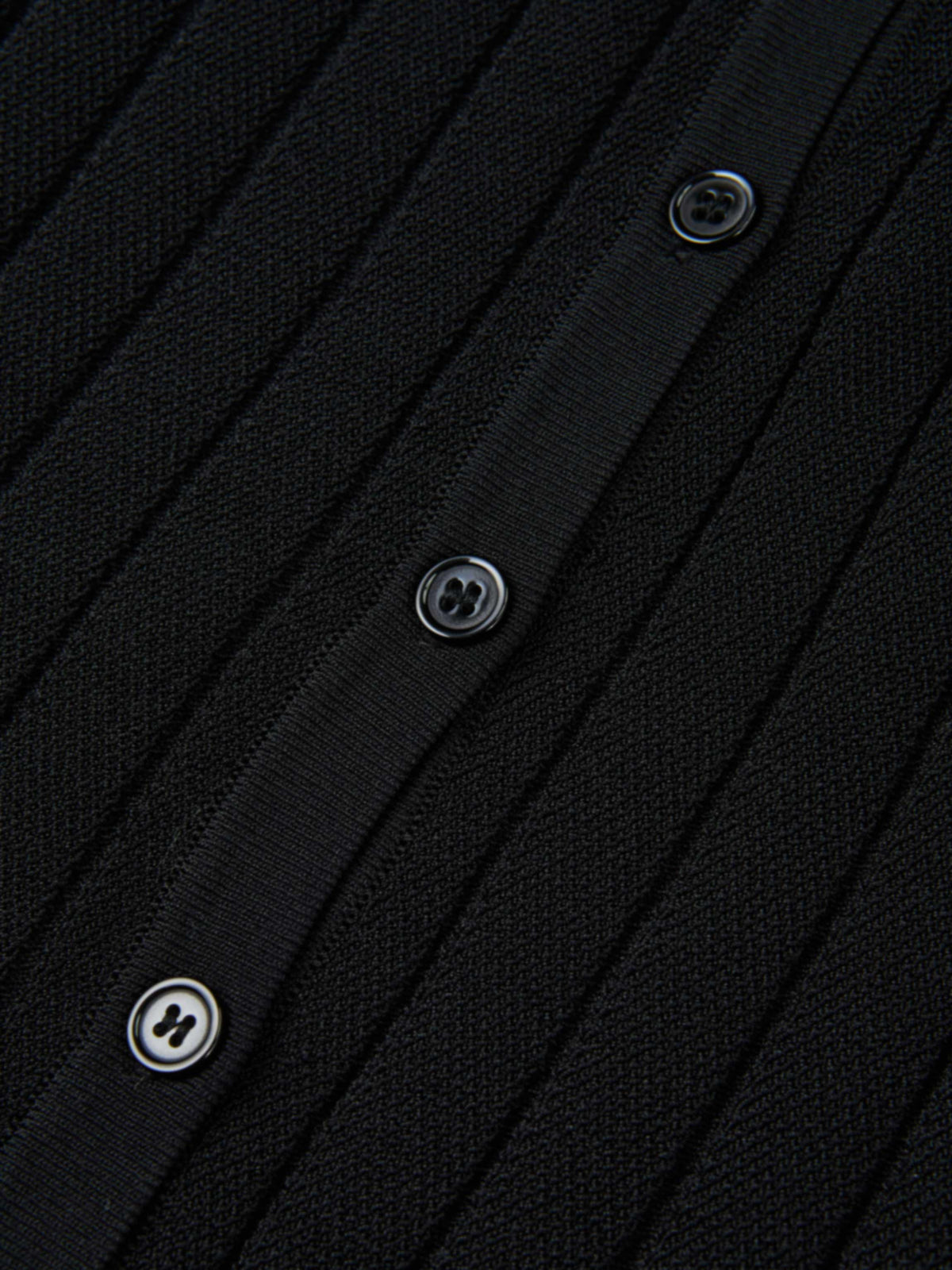 Silk Knit Ribbed Cardigan 17"- Black