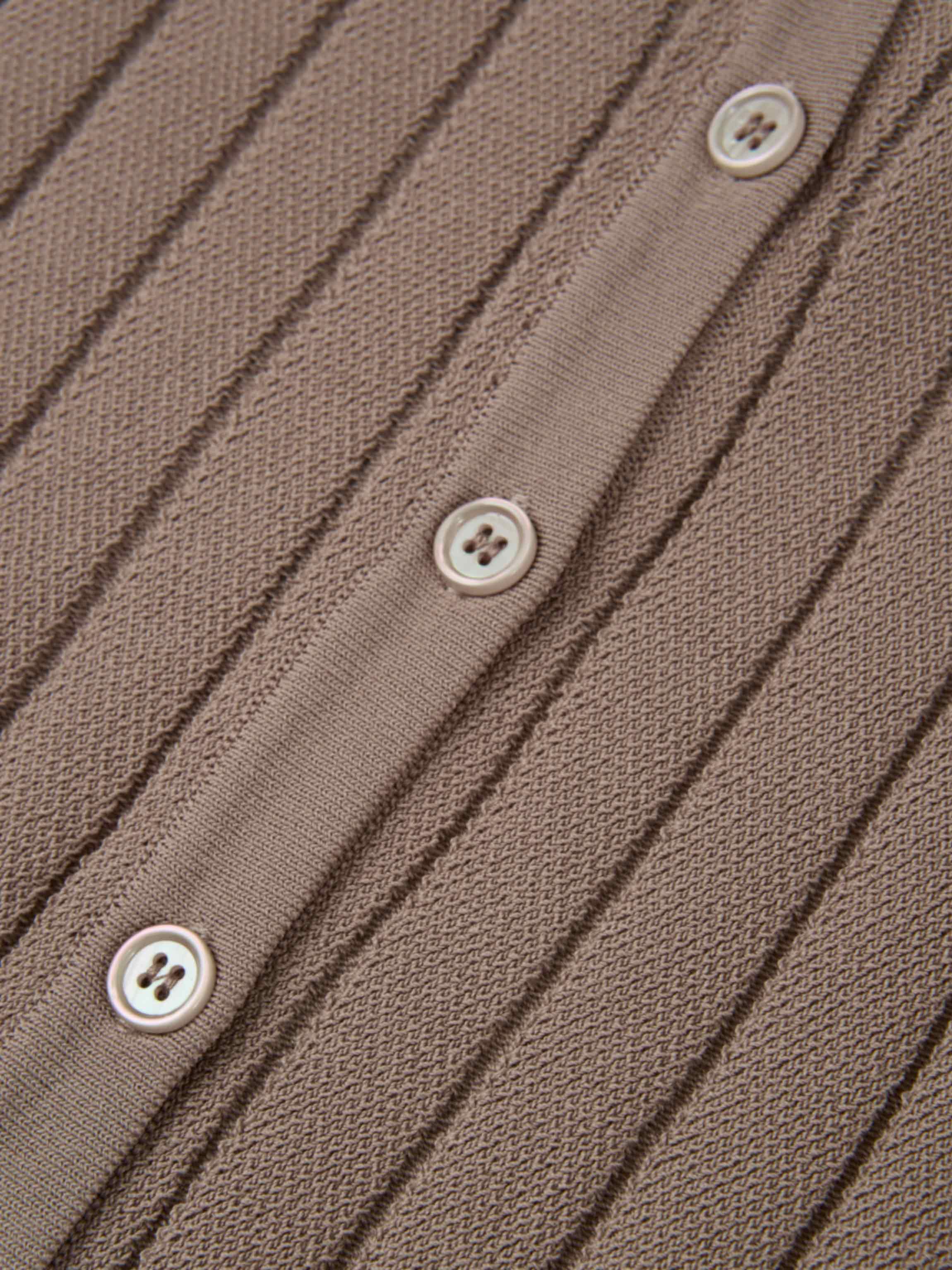 Silk Knit Ribbed Cardigan 17"- Warm Taupe