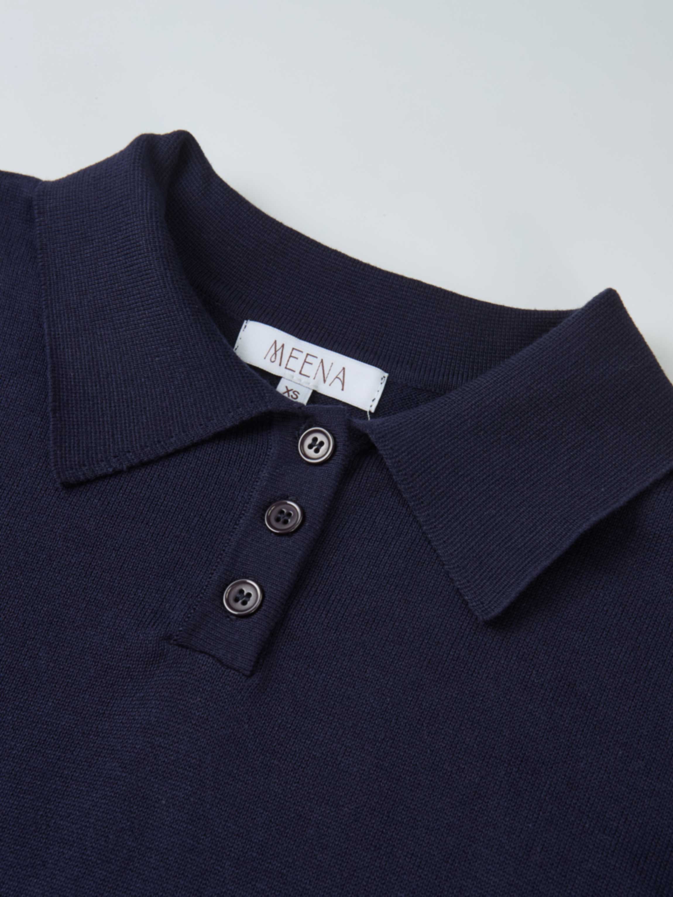Knit Polo Top Pleat Dress - Solid Navy