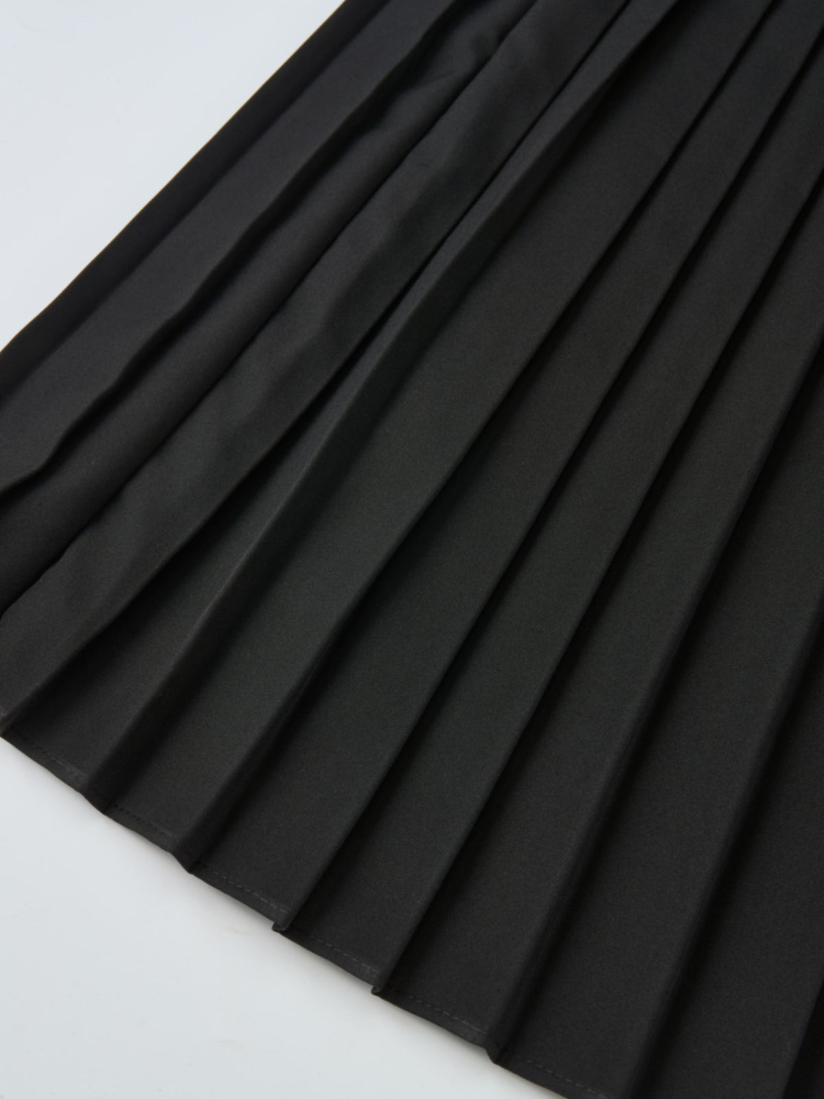 Knit Polo Top Pleat Dress - Solid Black
