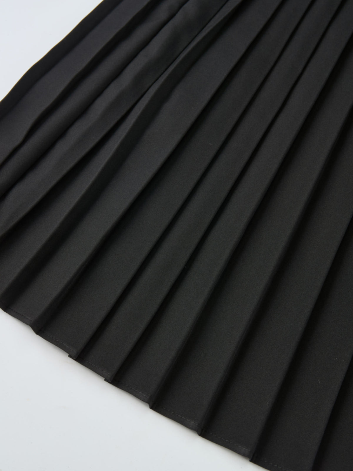 Knit Polo Top Pleat Dress - Solid Black