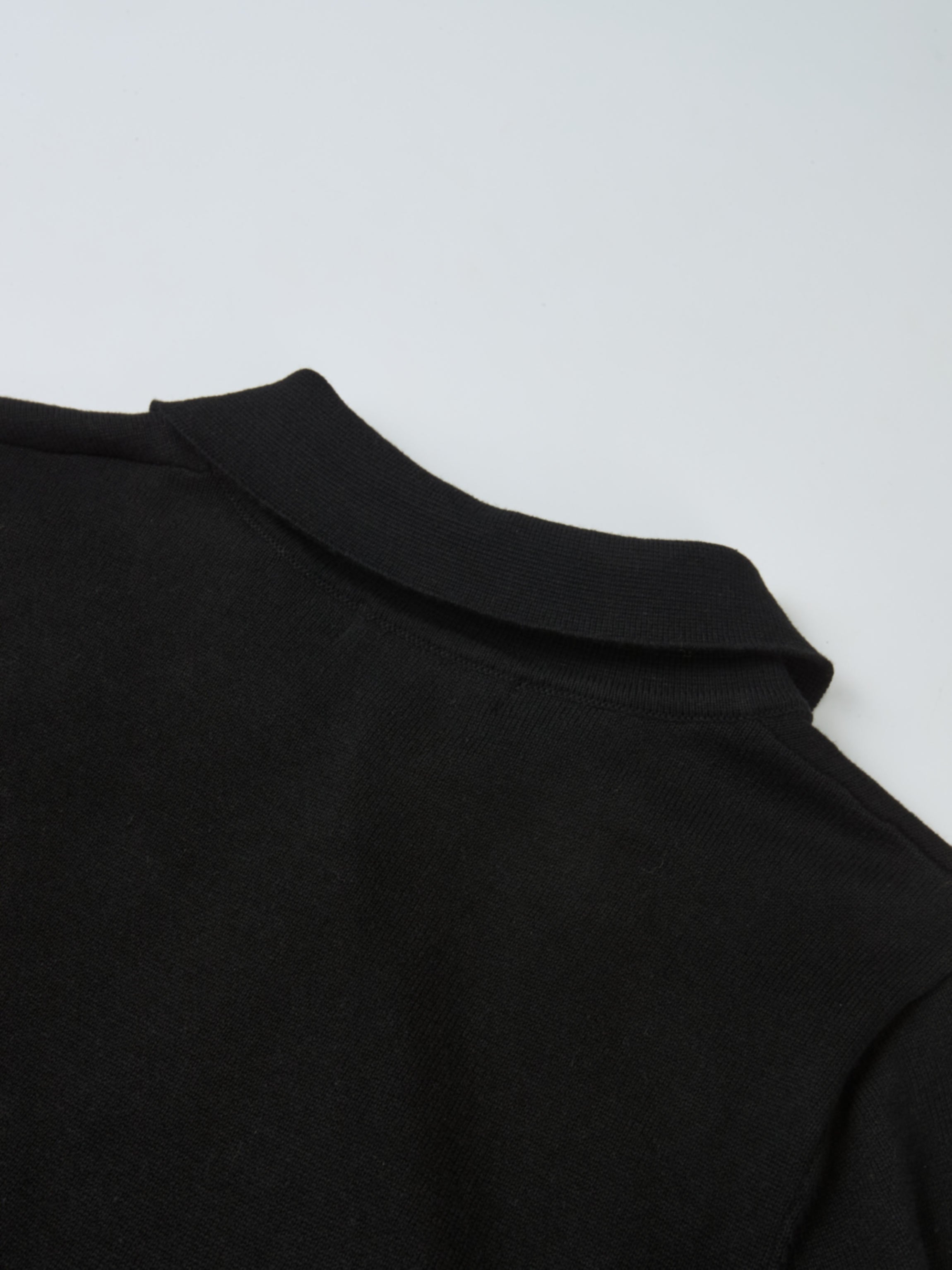 Knit Polo Top Pleat Dress - Solid Black