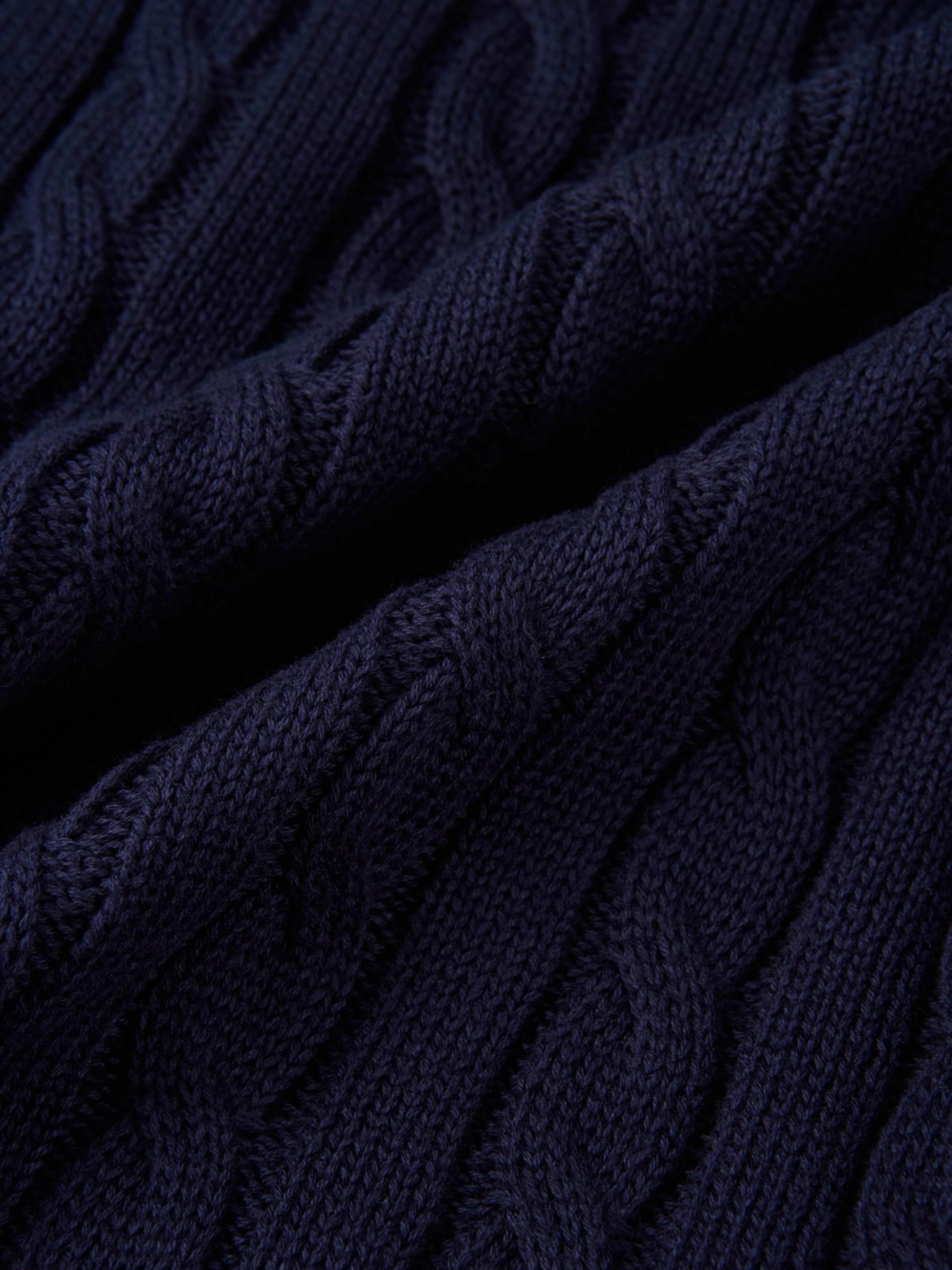 Cable Knit Faux Satin Bottom Dress - Navy Blue