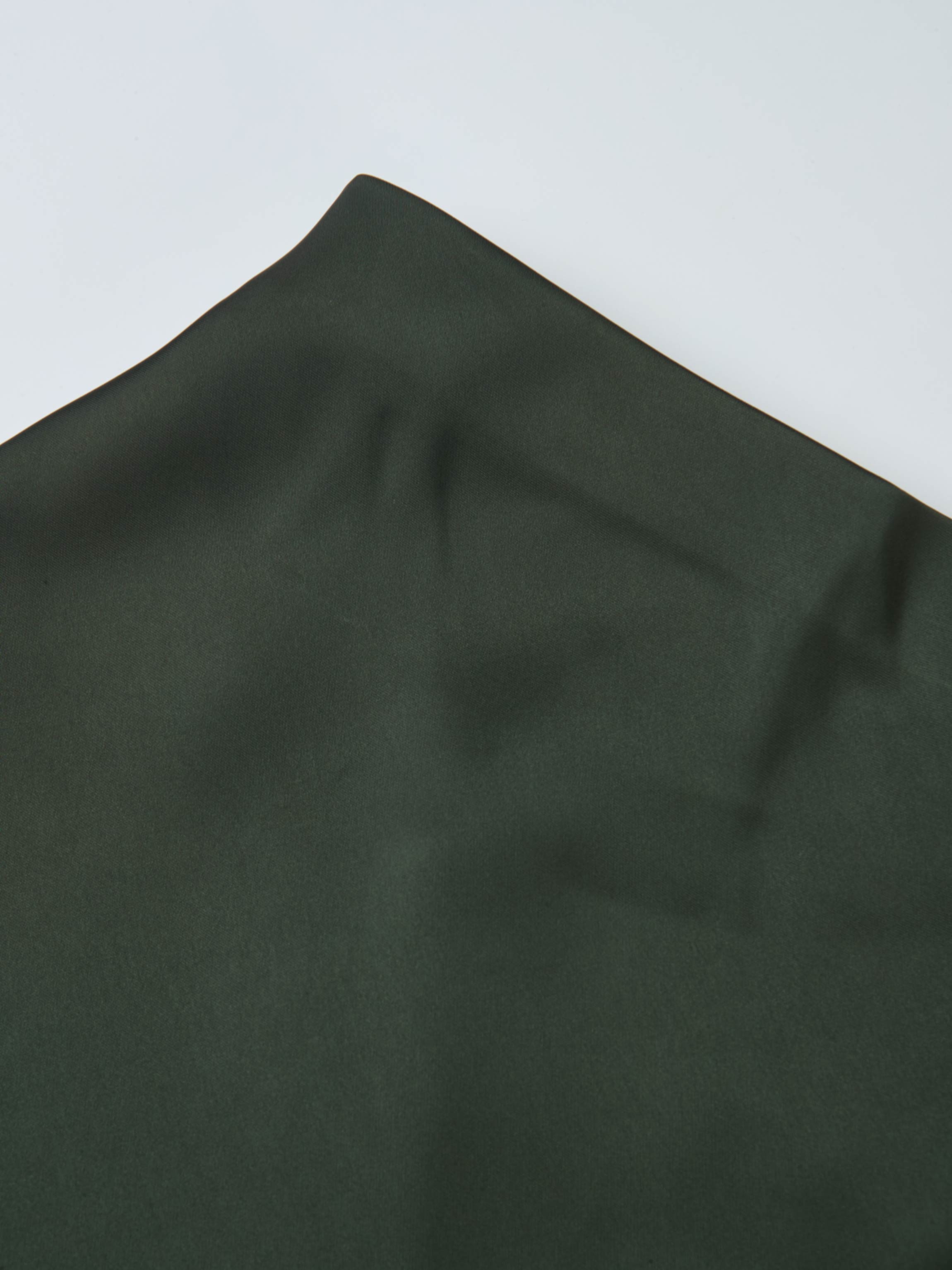 Solid Faux Satin Slip Skirt-Hunter Green